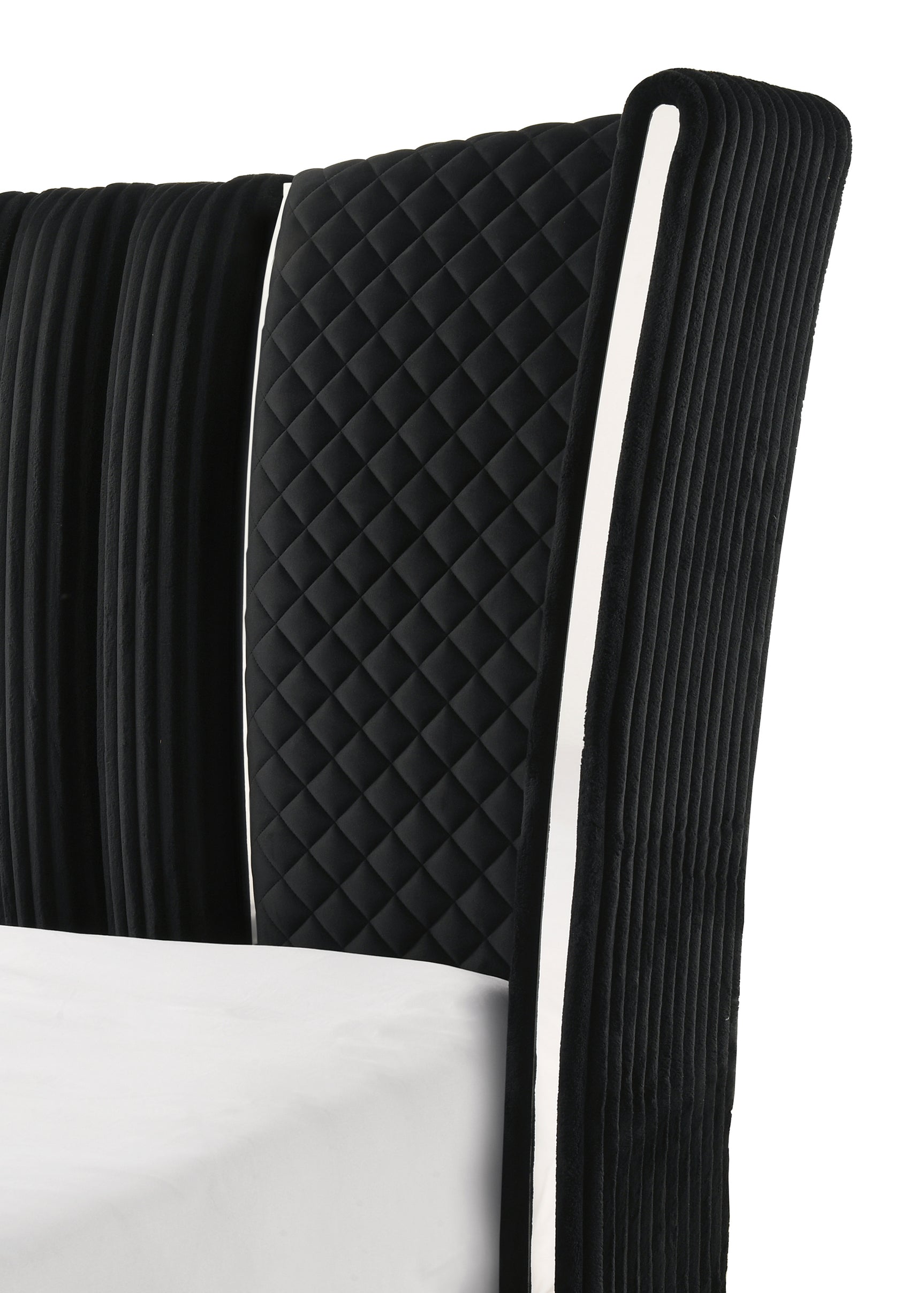 Armany Black Upholstered Wingback Panel Bedroom Set
