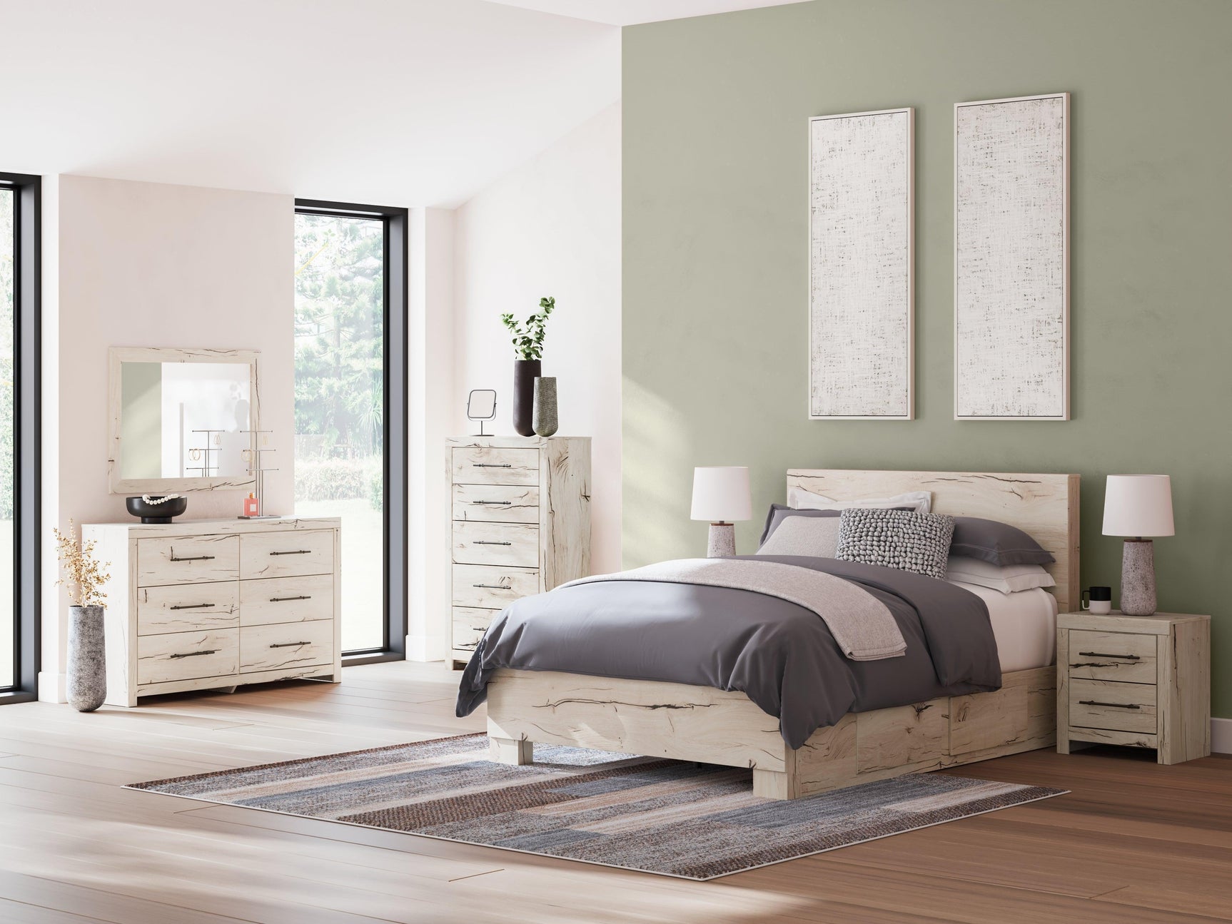 Lawroy Light Natural Queen Panel Bed With Storage