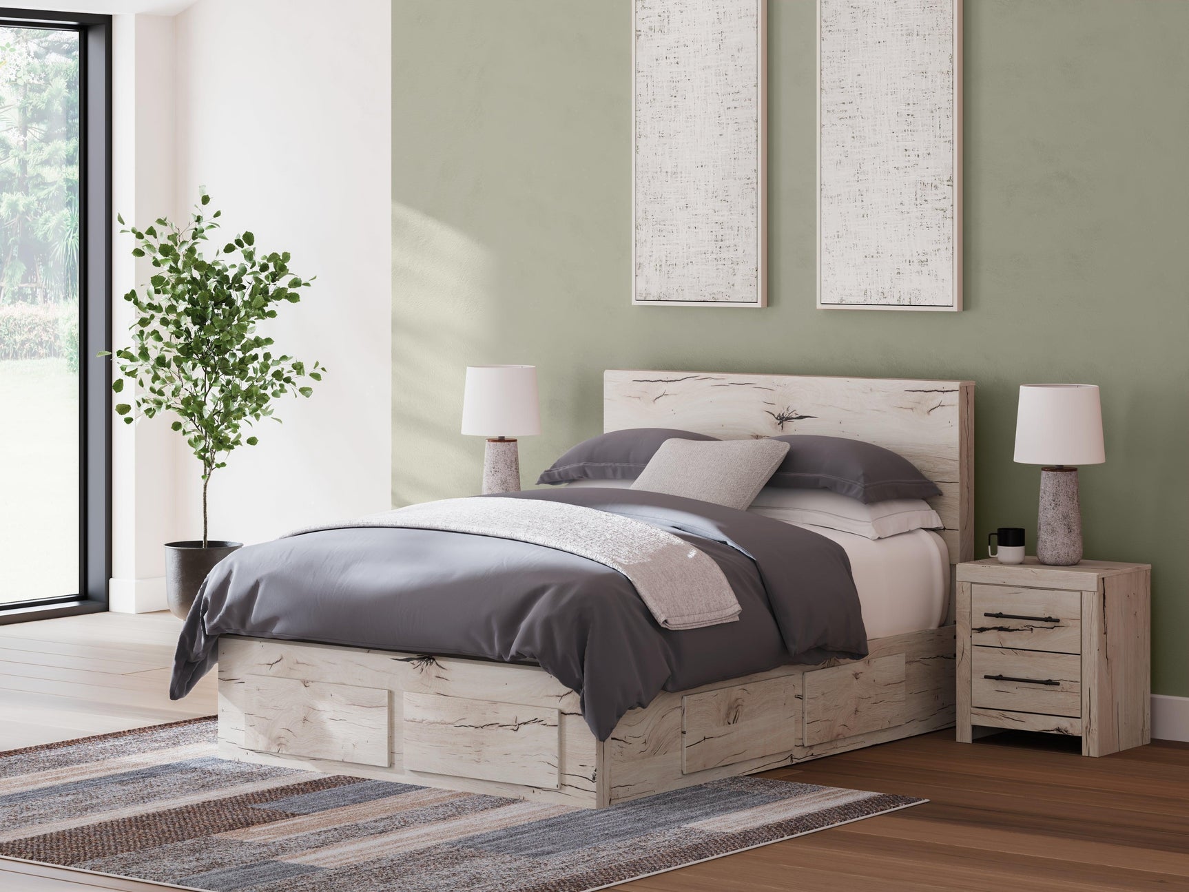 Lawroy Light Natural Queen Panel Storage Bed