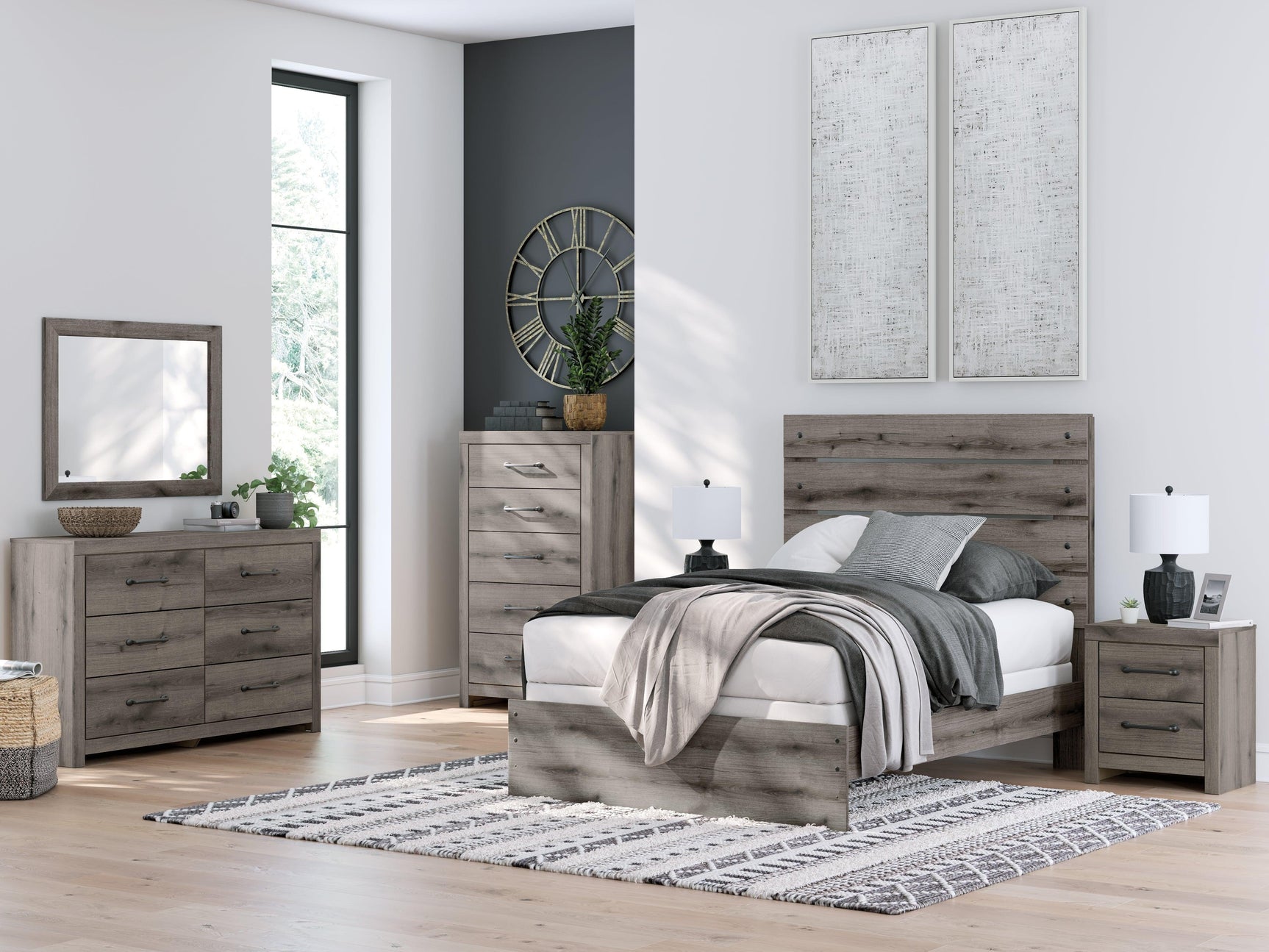 Graystorm Brown Gray Full Panel Bed