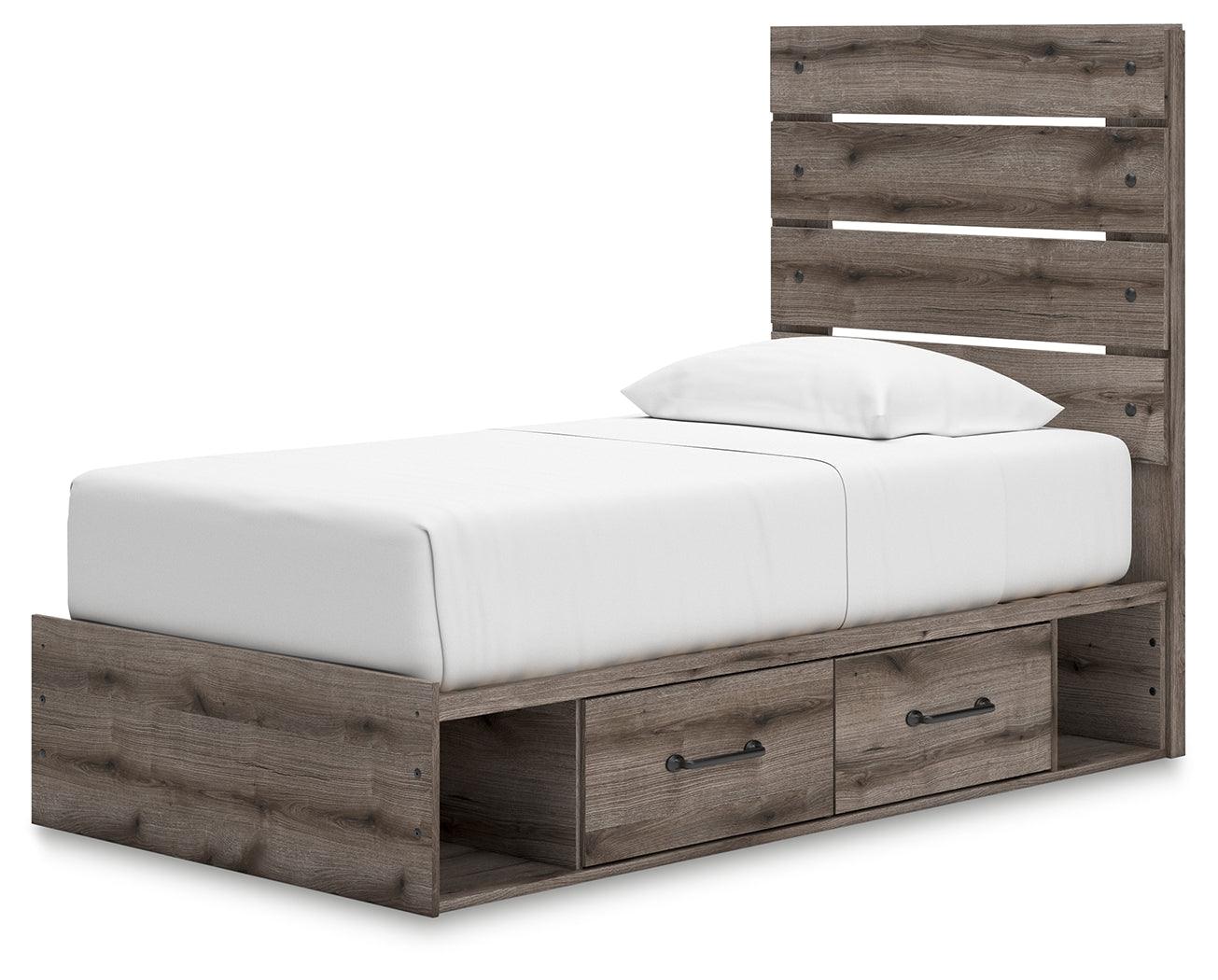 Graystorm Brown Gray Twin Panel Bed with Storage