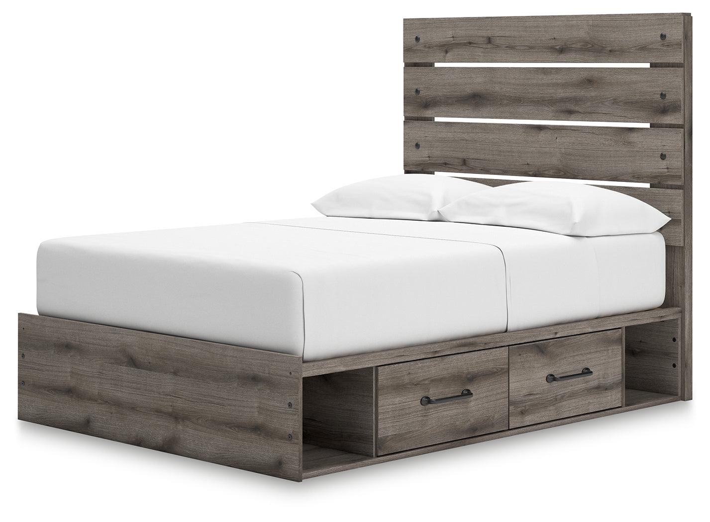 Graystorm Brown Gray Full Panel Bed with Storage