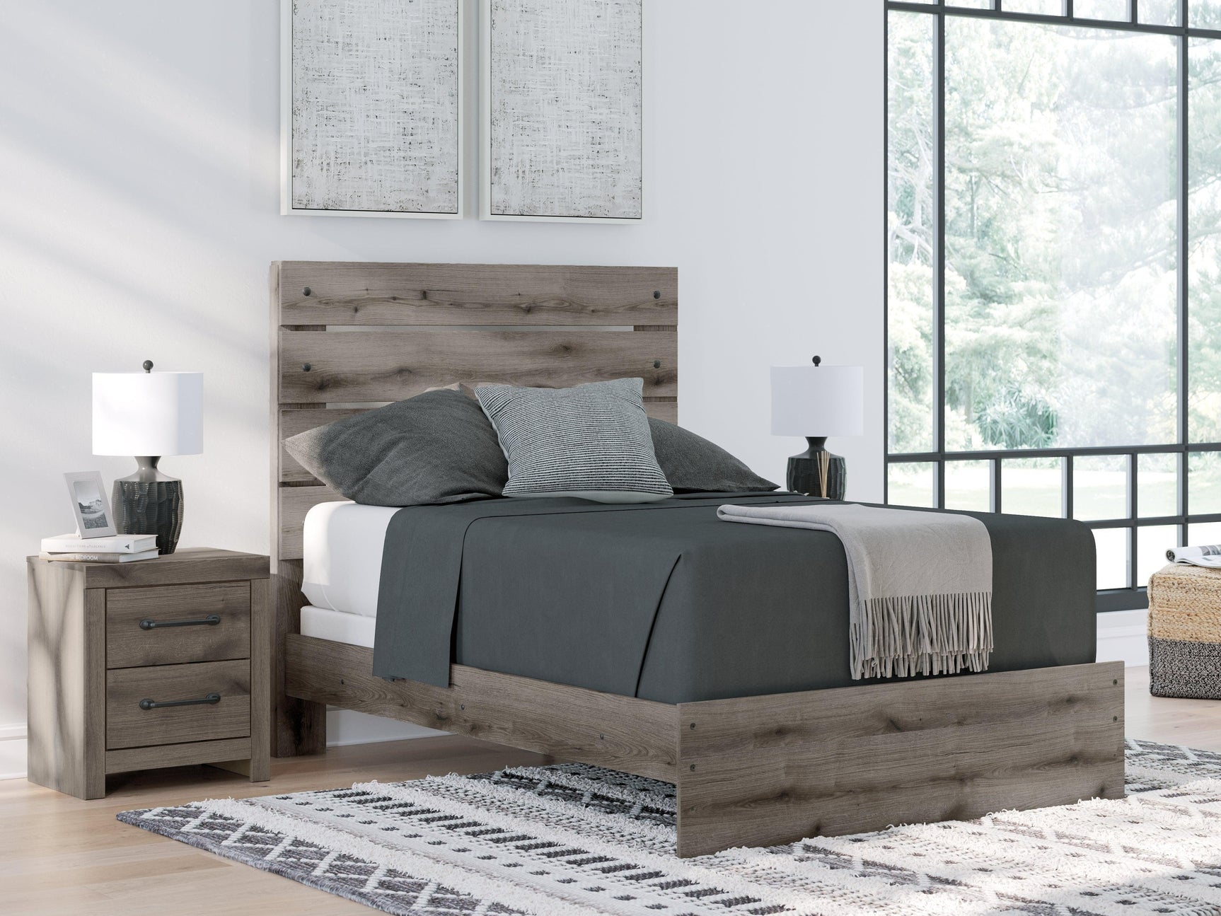 Graystorm Brown Gray Full Panel Bed