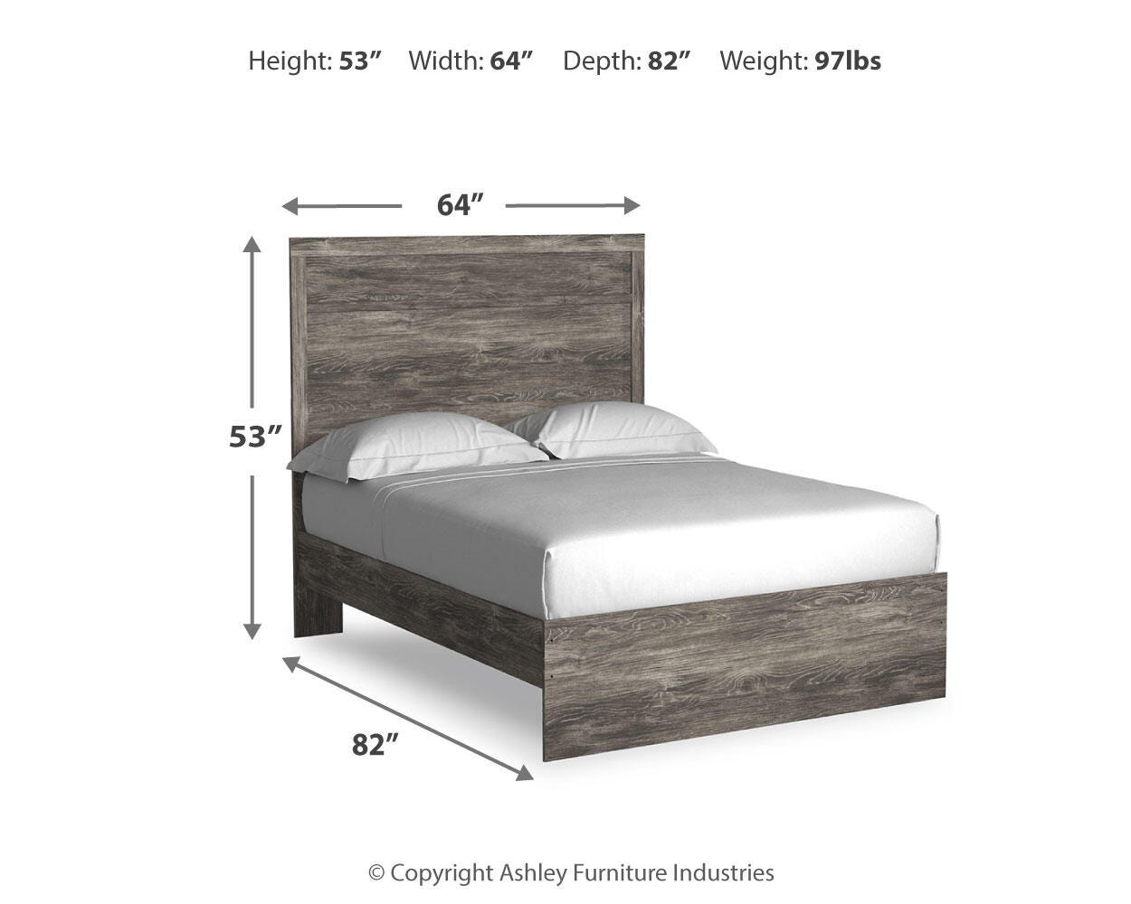 Ralinksi Gray Panel Bedroom Set dimension view