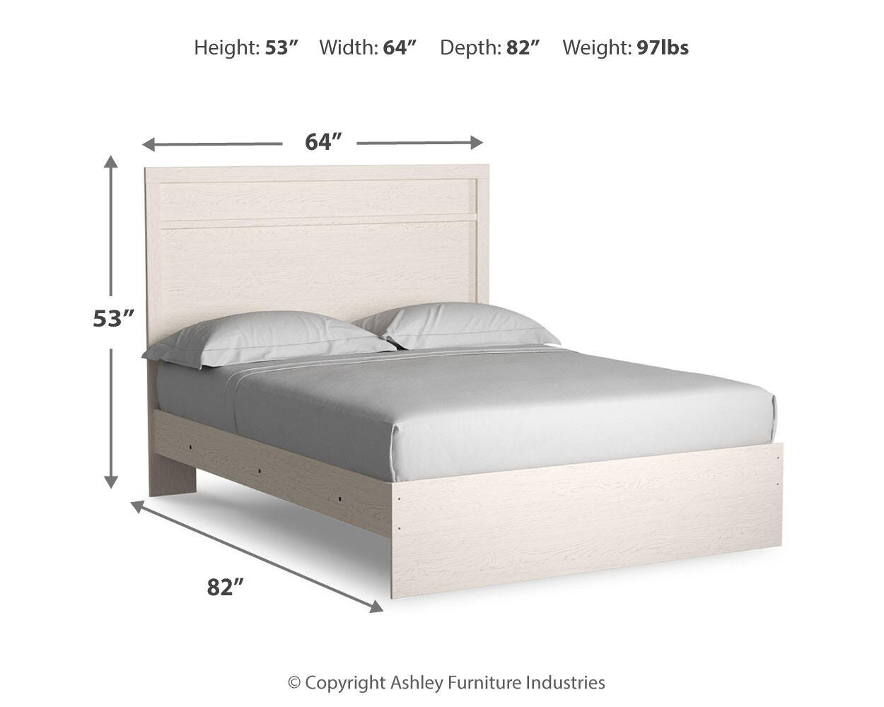 Stelsie White Panel Bedroom Set dimension view