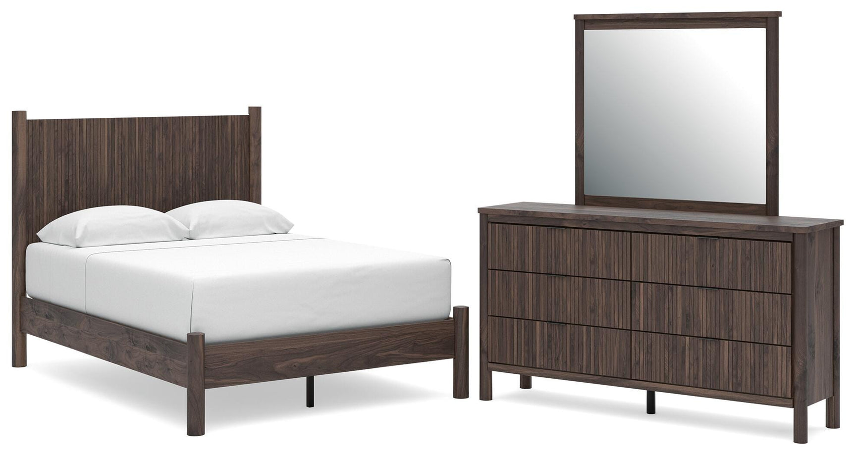 Pamytta Brown Platform Bedroom Set Full 3: Bed, Dresser, Mirror from Ella Furniture