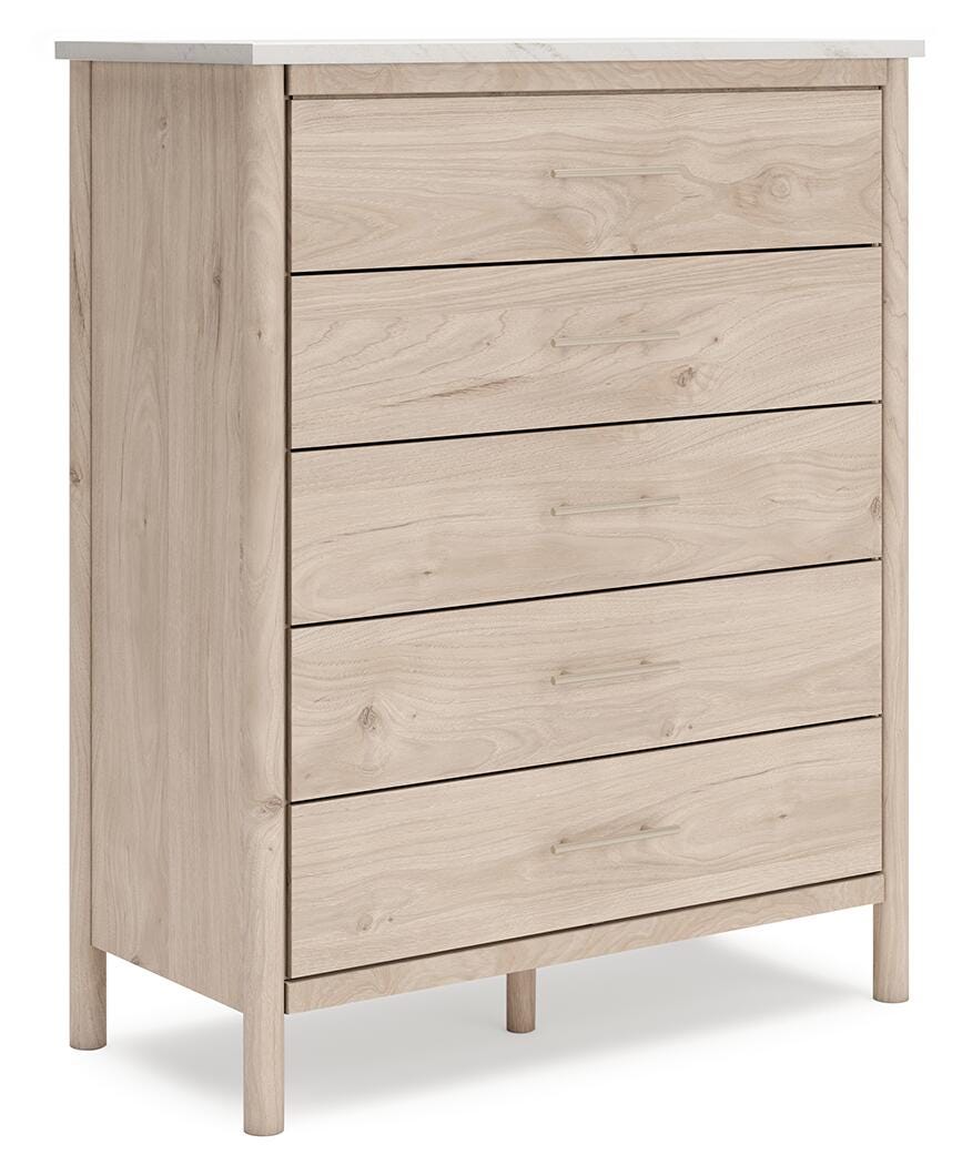 Cadmori Two-tone Upholstered Panel Bedroom Set angled view