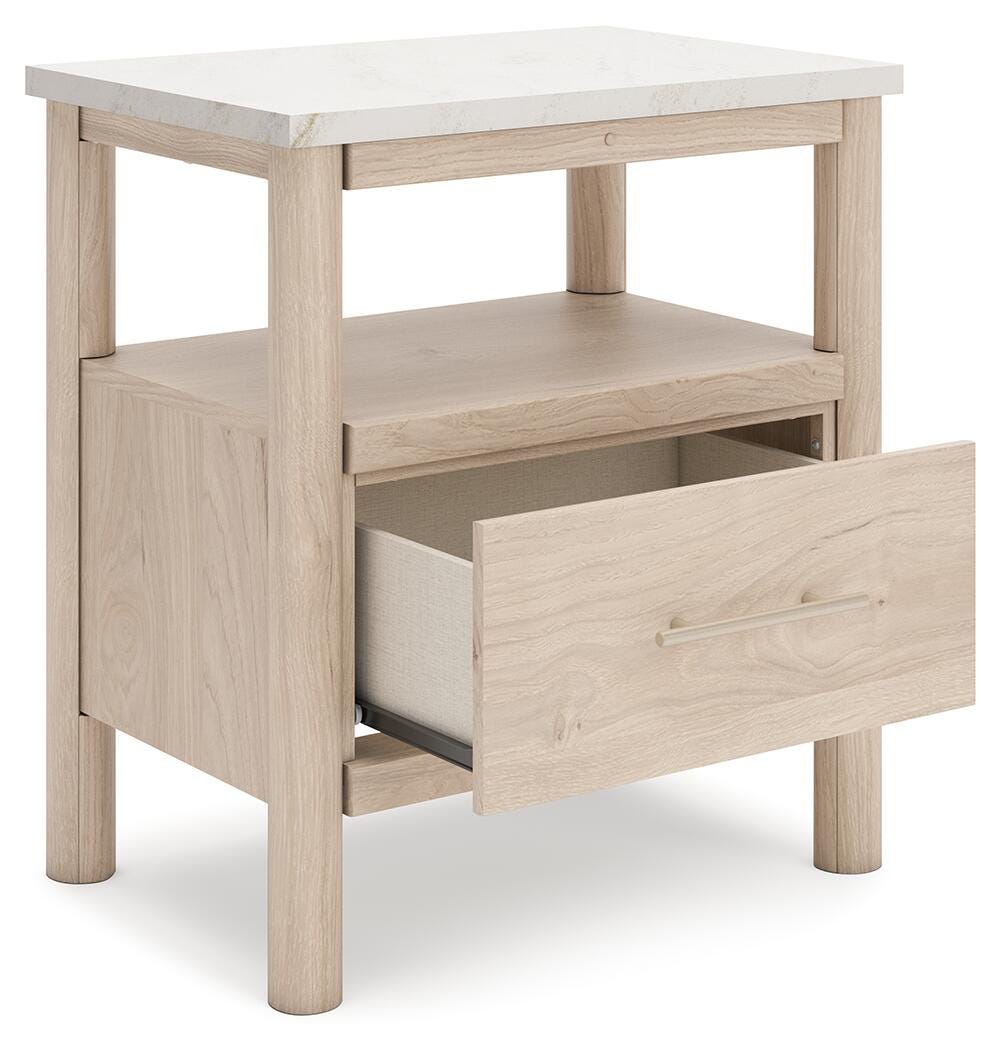 Cadmori Two-tone Upholstered Panel Bedroom Set angled view