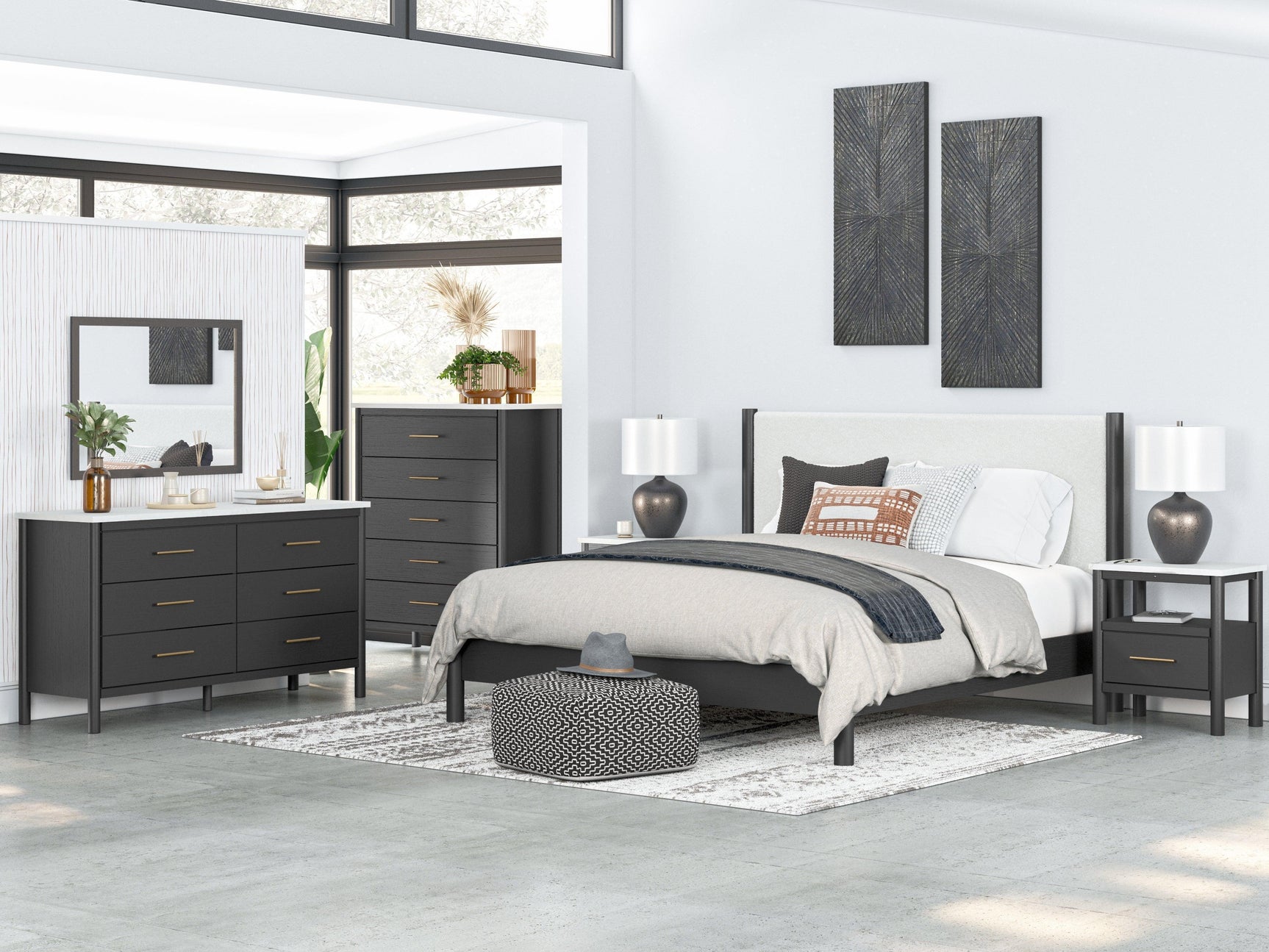 Cadmori Black White Dresser And Mirror