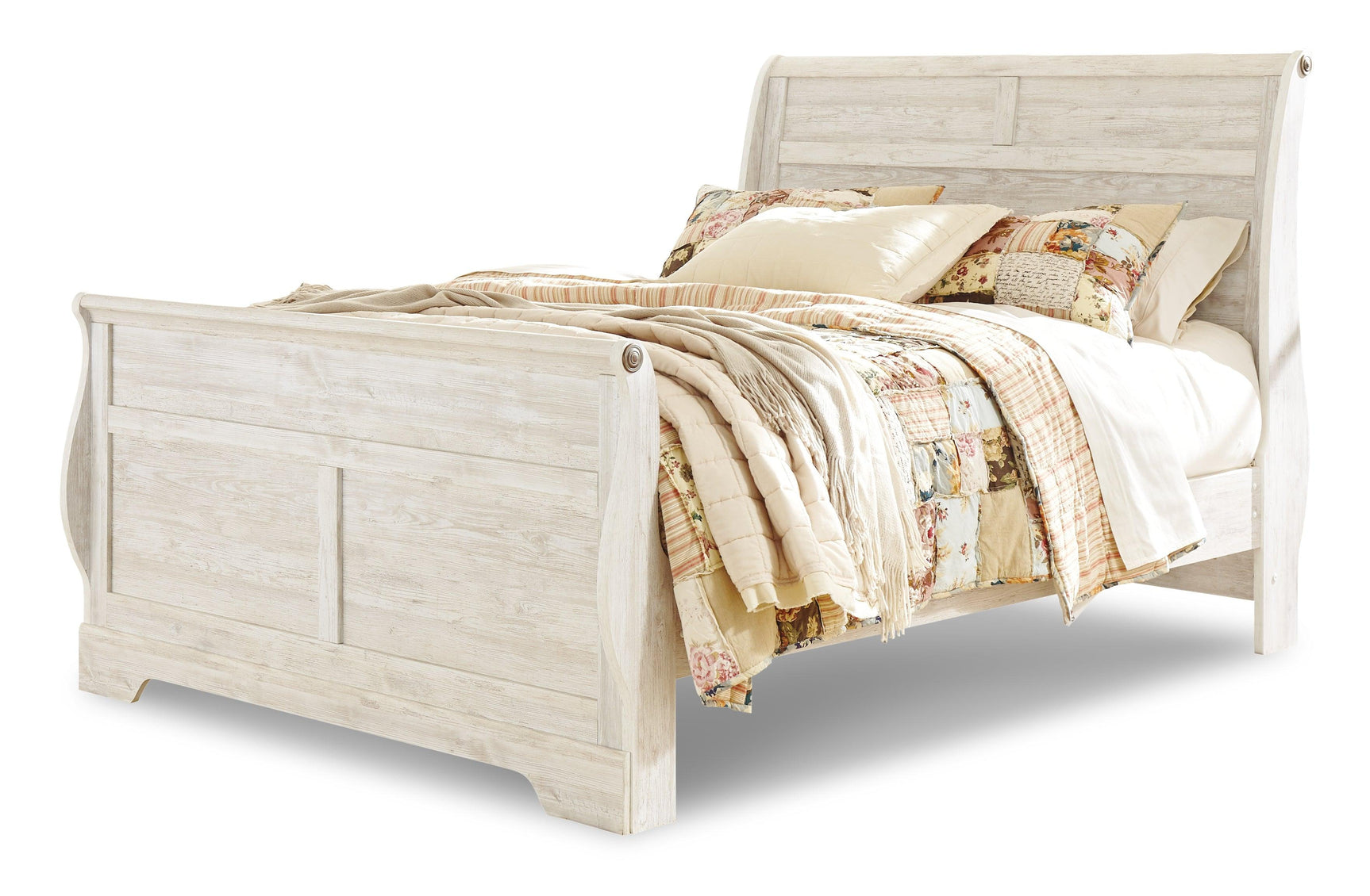 Willowton Queen Whitewash Sleigh Bed