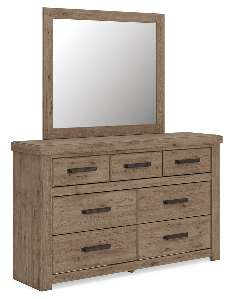 Oliandon Light Brown Dresser and Mirror