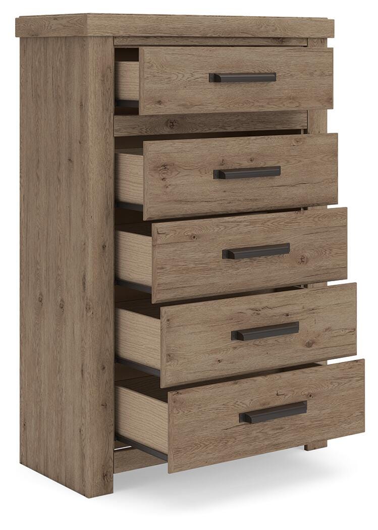 Oliandon Light Brown Panel Bedroom Set angled view