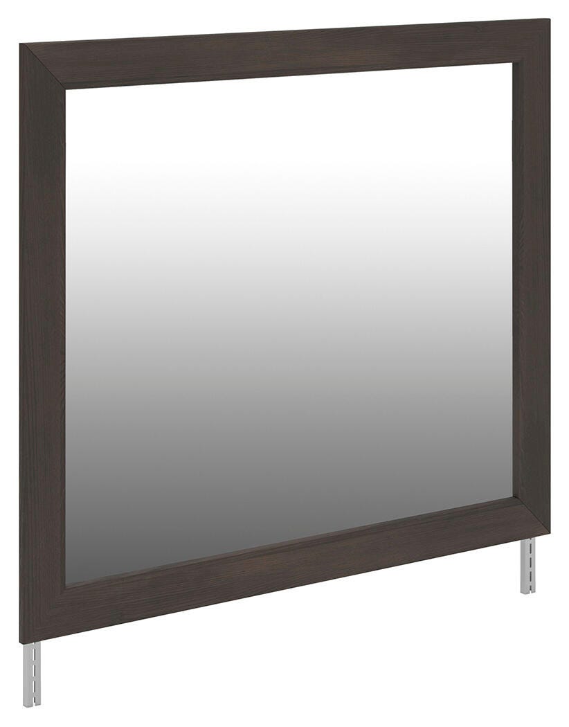 Shaehartin Dark Brown Bedroom Mirror angled view