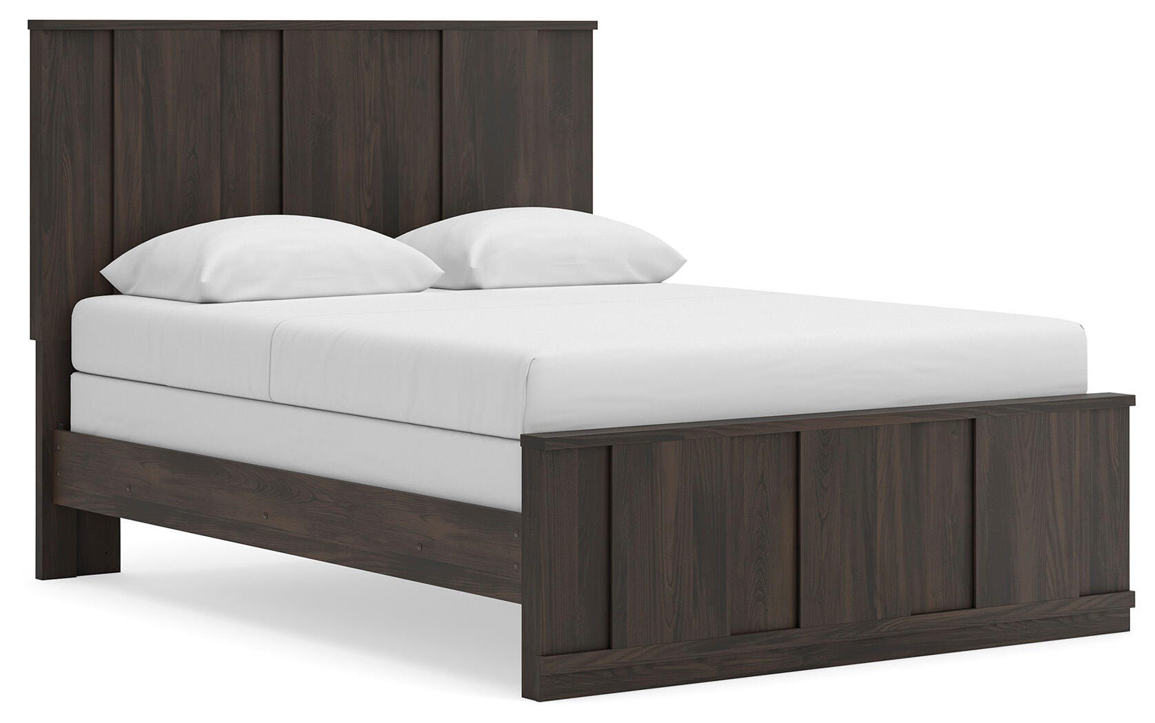 Shaehartin Dark Brown Queen Panel Bed angled view