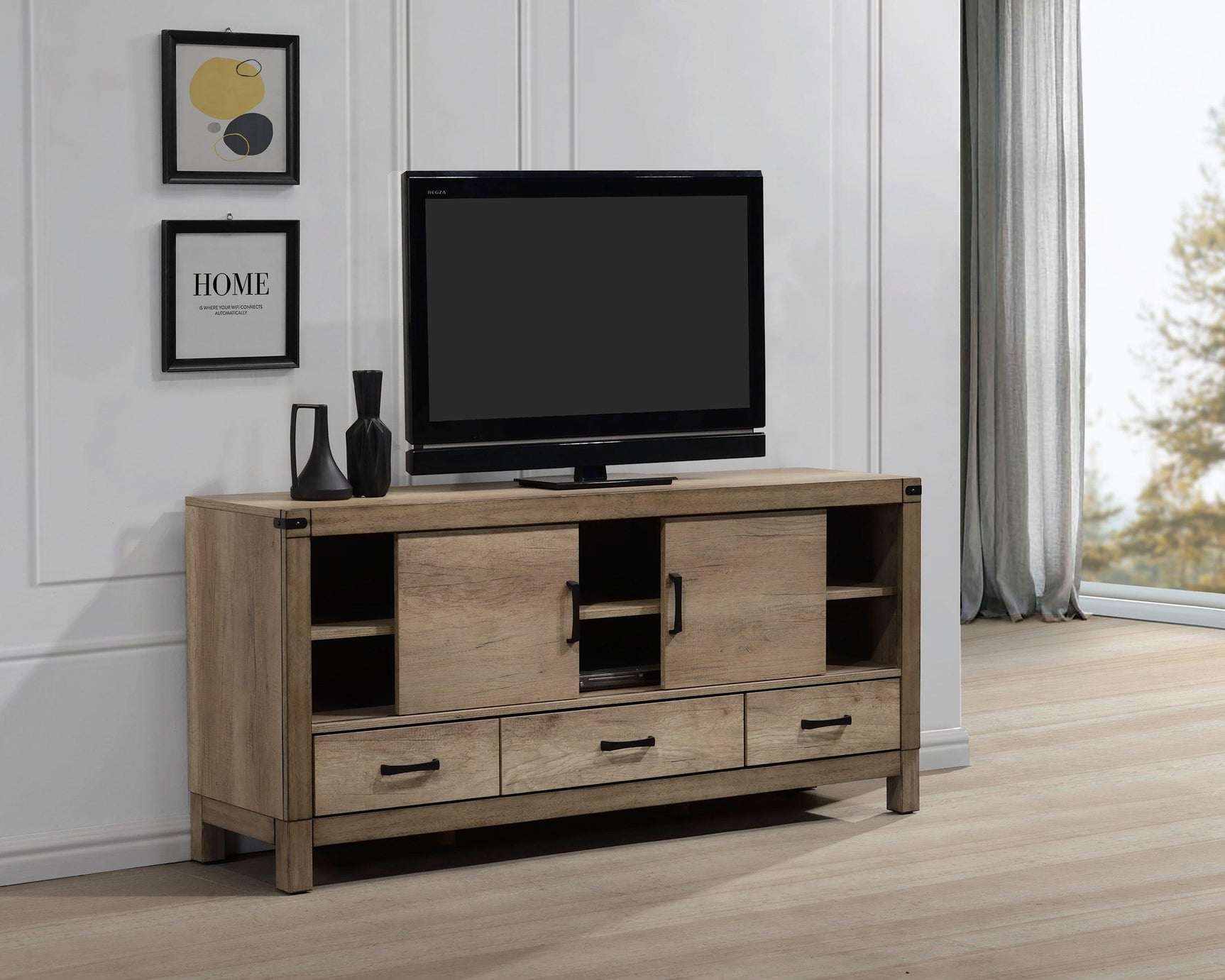 Matteo Melamine Sleek and Modern Contemporary Wood Full Fabric Upholstered Panel Bed - Ella Furniture