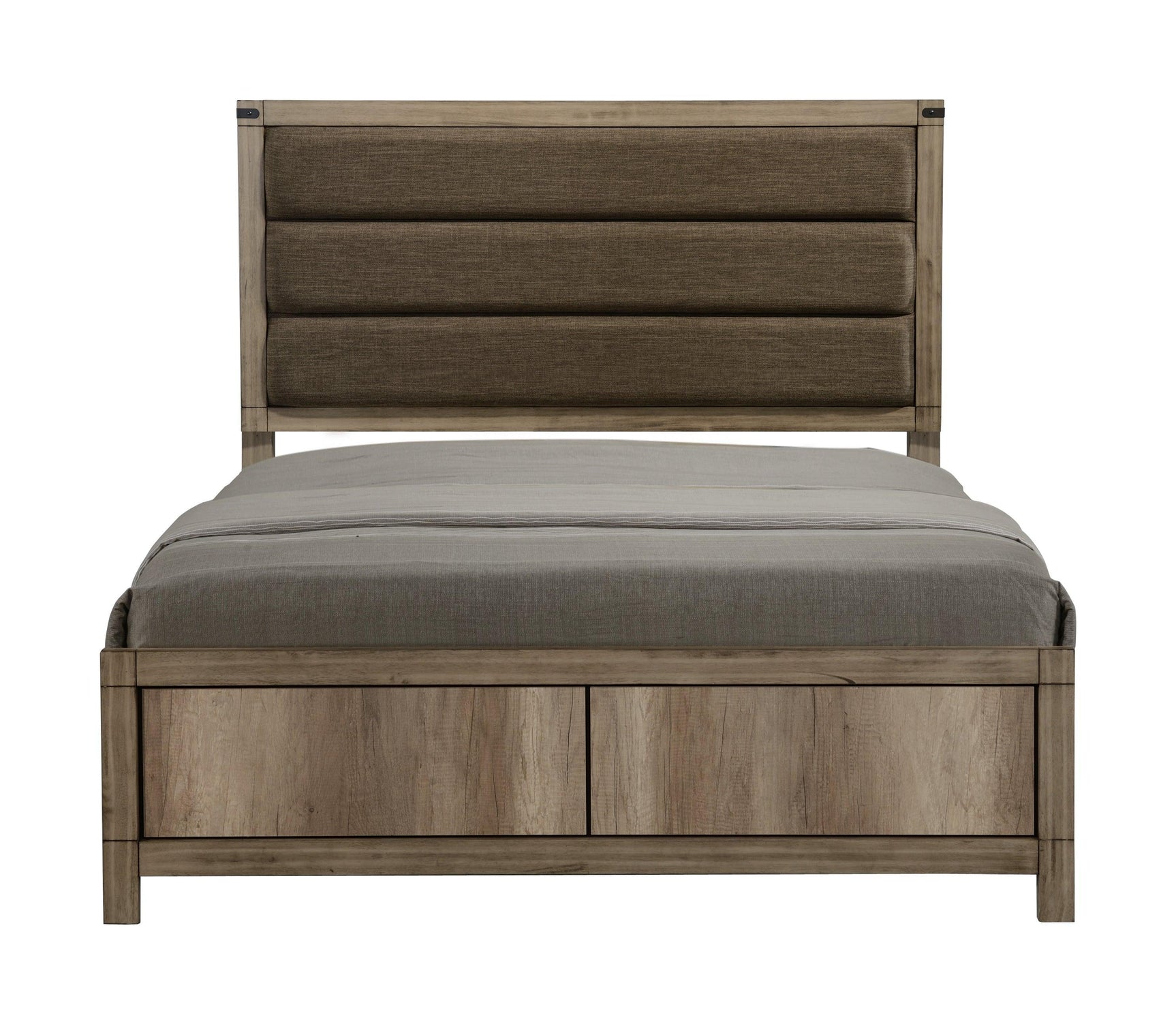 Matteo Melamine Sleek and Modern Contemporary Wood Full Fabric Upholstered Panel Bed - Ella Furniture