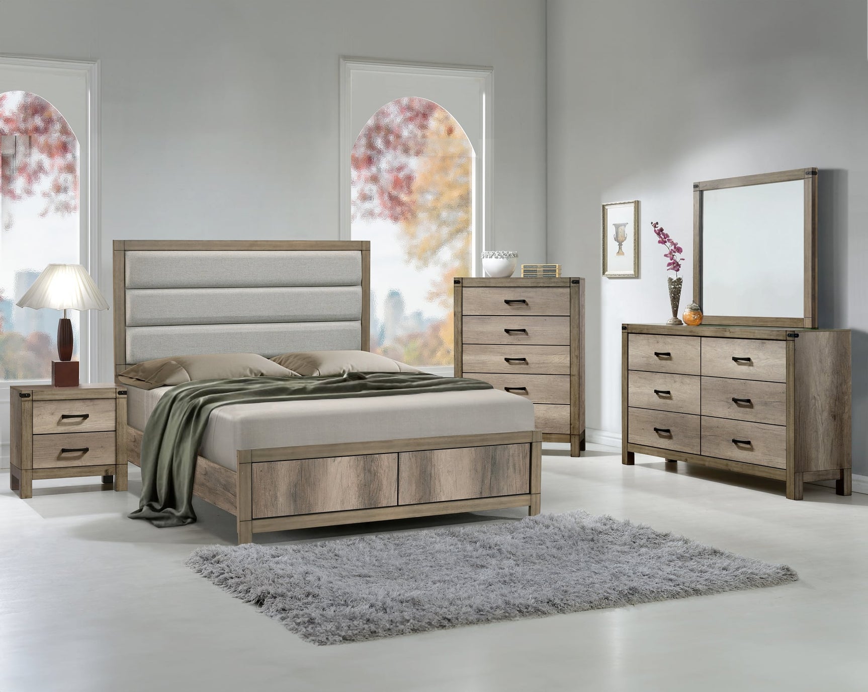 Matteo Light Brown Upholstered Panel Full Bed view 2