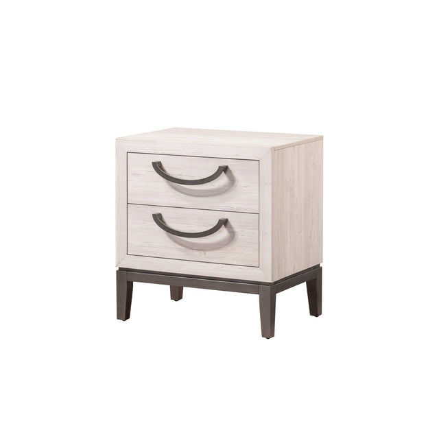 Veda Beige Modern Contemporary Solid Wood And Veneers 2-Drawers Night Stand - Ella Furniture