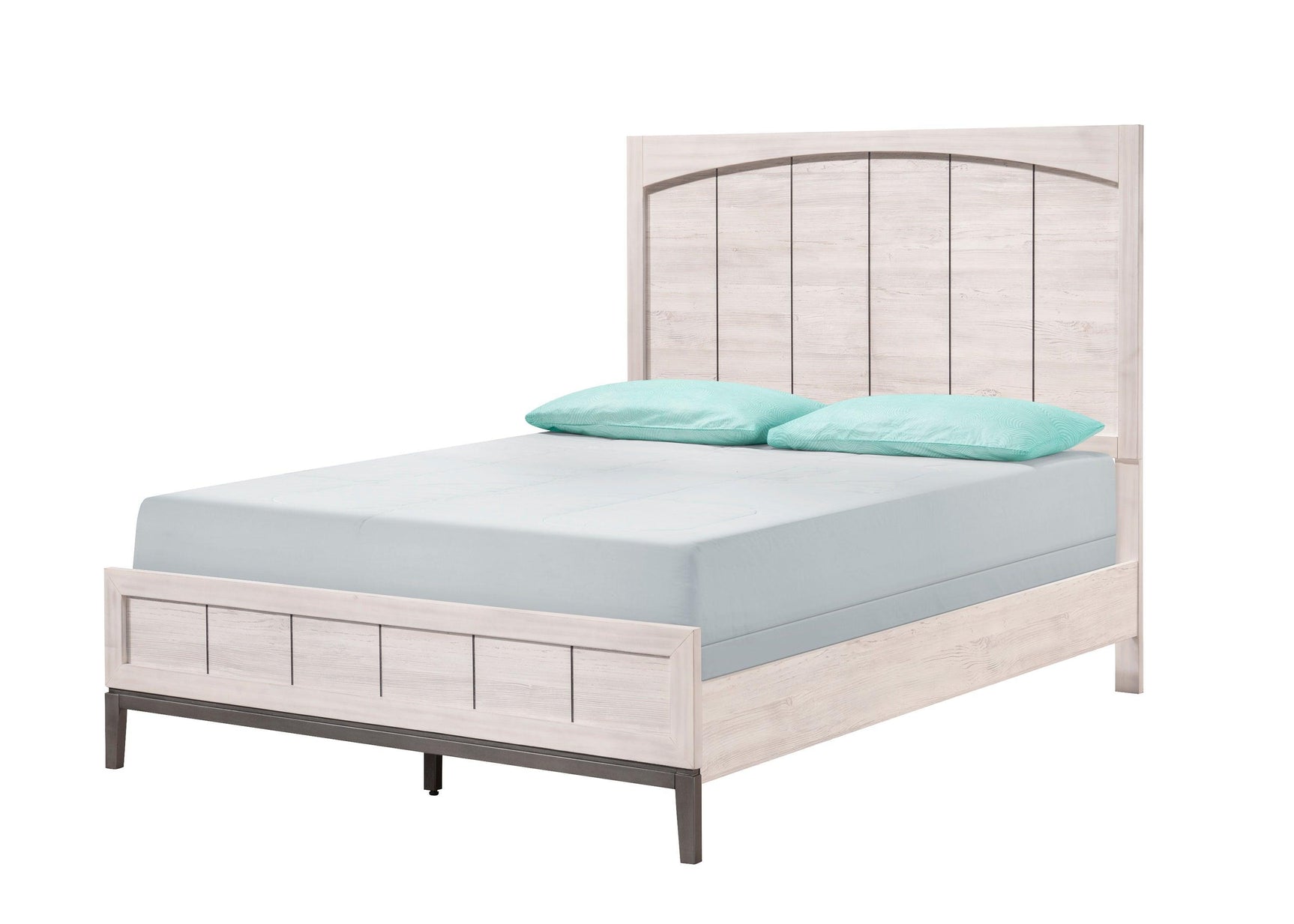 Veda Beige Modern Contemporary Solid Wood And Veneers Upholstered Panel Queen Bed - Ella Furniture
