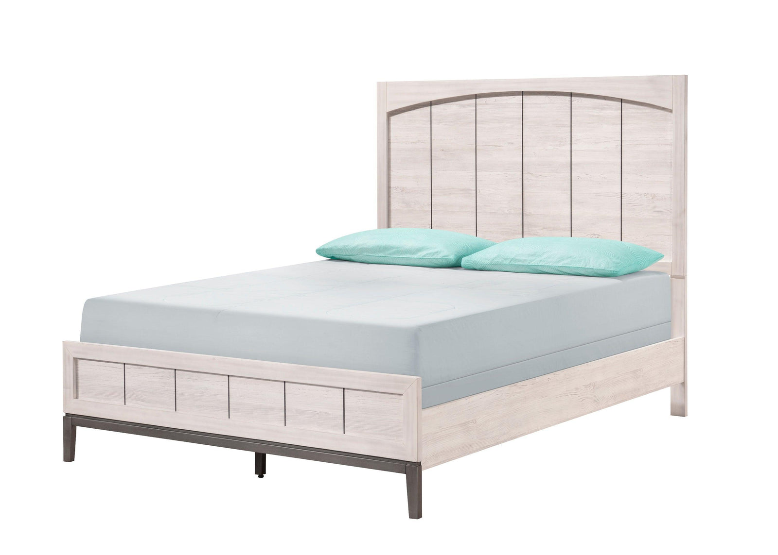 Veda Beige Modern Contemporary Solid Wood And Veneers Upholstered Panel Queen Bed - Ella Furniture