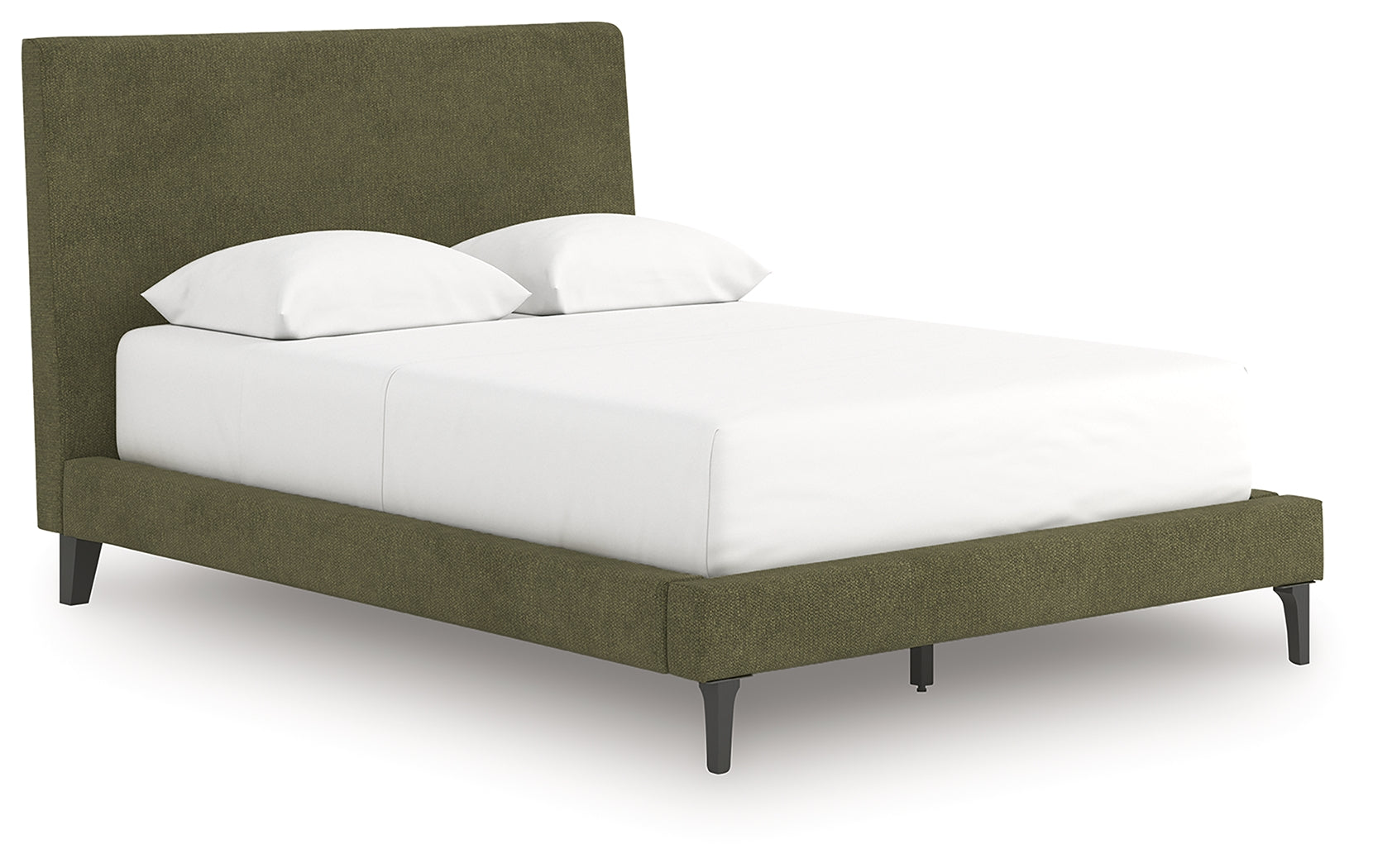 Chirason Sage Green Queen Upholstered Bed with Roll Slats