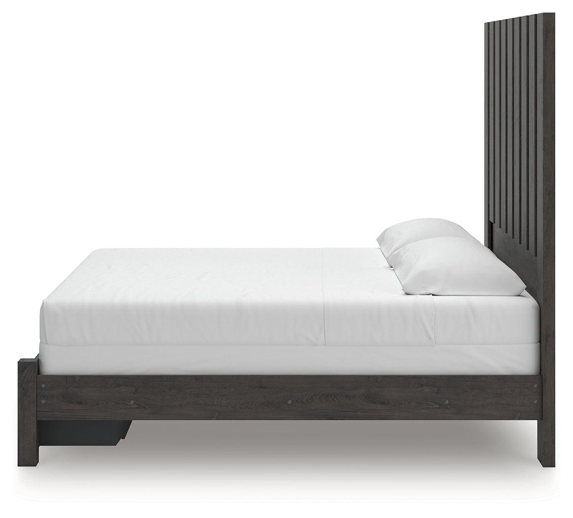 Fraluna Charcoal King Panel Storage Bed