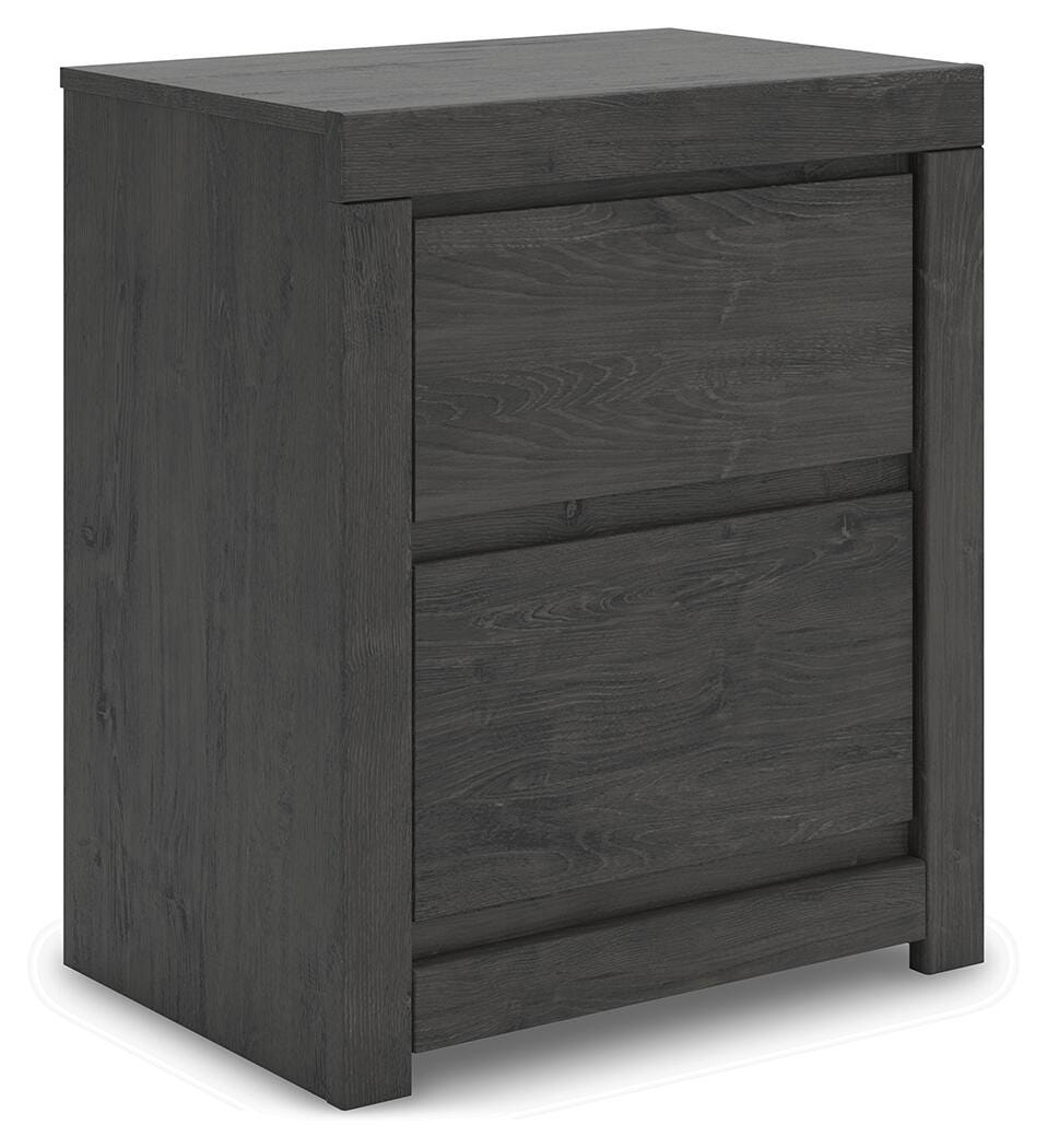 Fraluna Charcoal Panel Storage Bedroom Set angled view