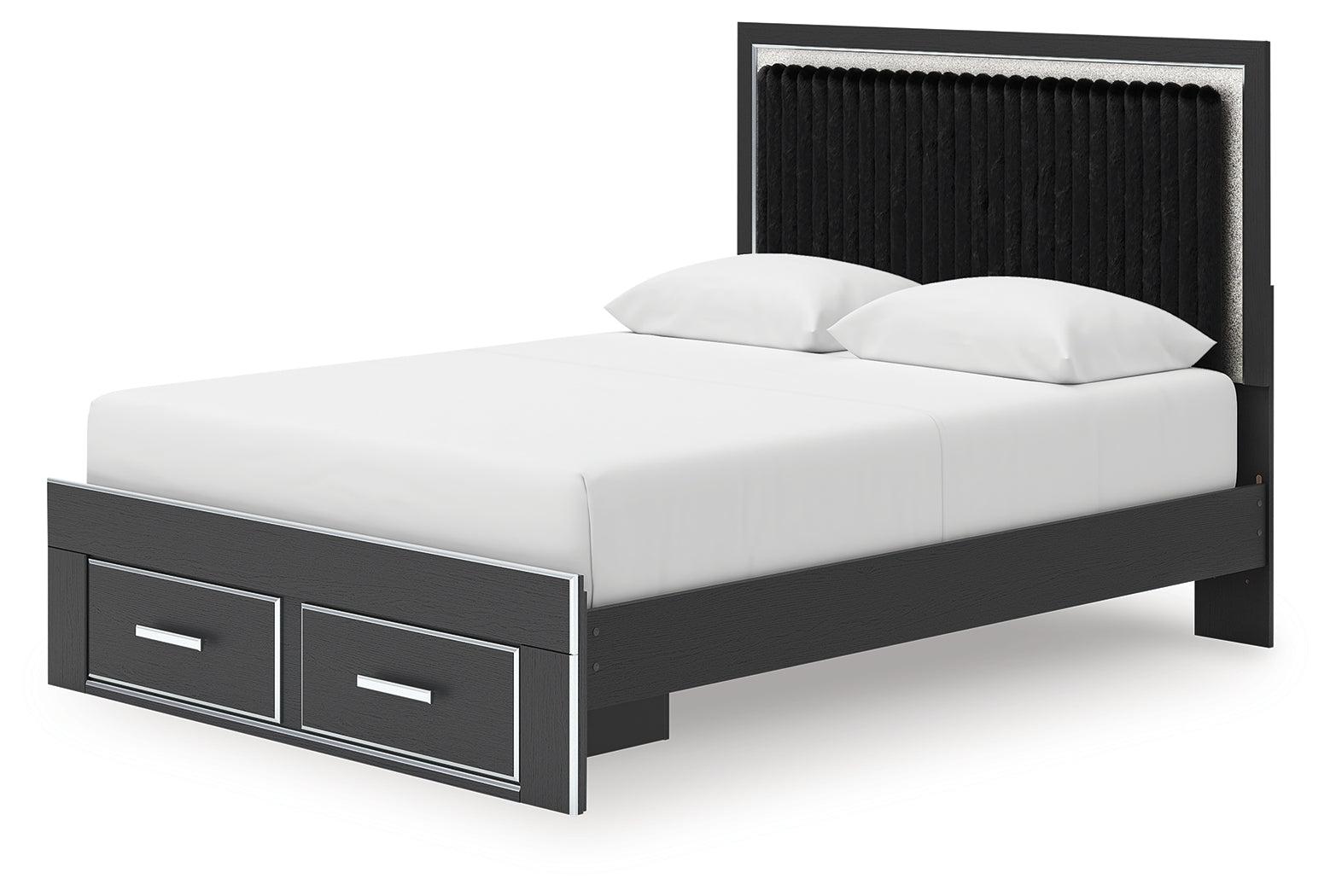 Zuraleus Black Queen Upholstered Panel Storage Bed
