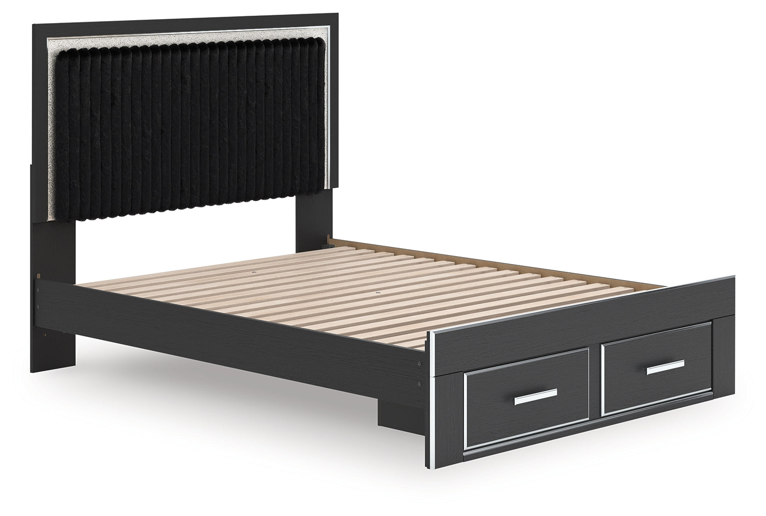 Zuraleus Black Queen Upholstered Panel Storage Bed