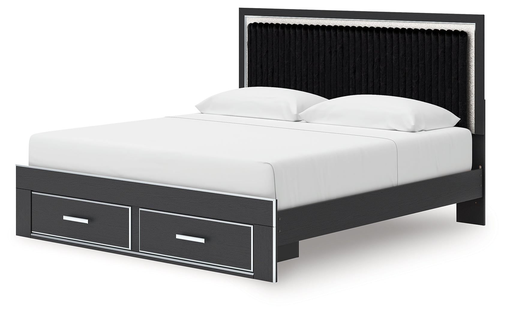 Zuraleus Black King Upholstered Panel Storage Bed
