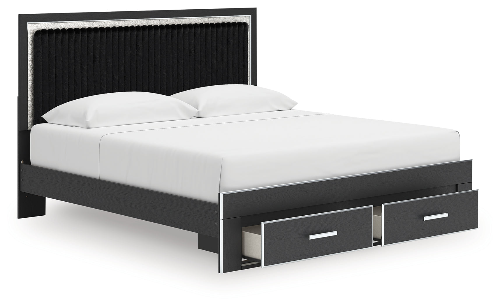 Zuraleus Black King Upholstered Panel Storage Bed