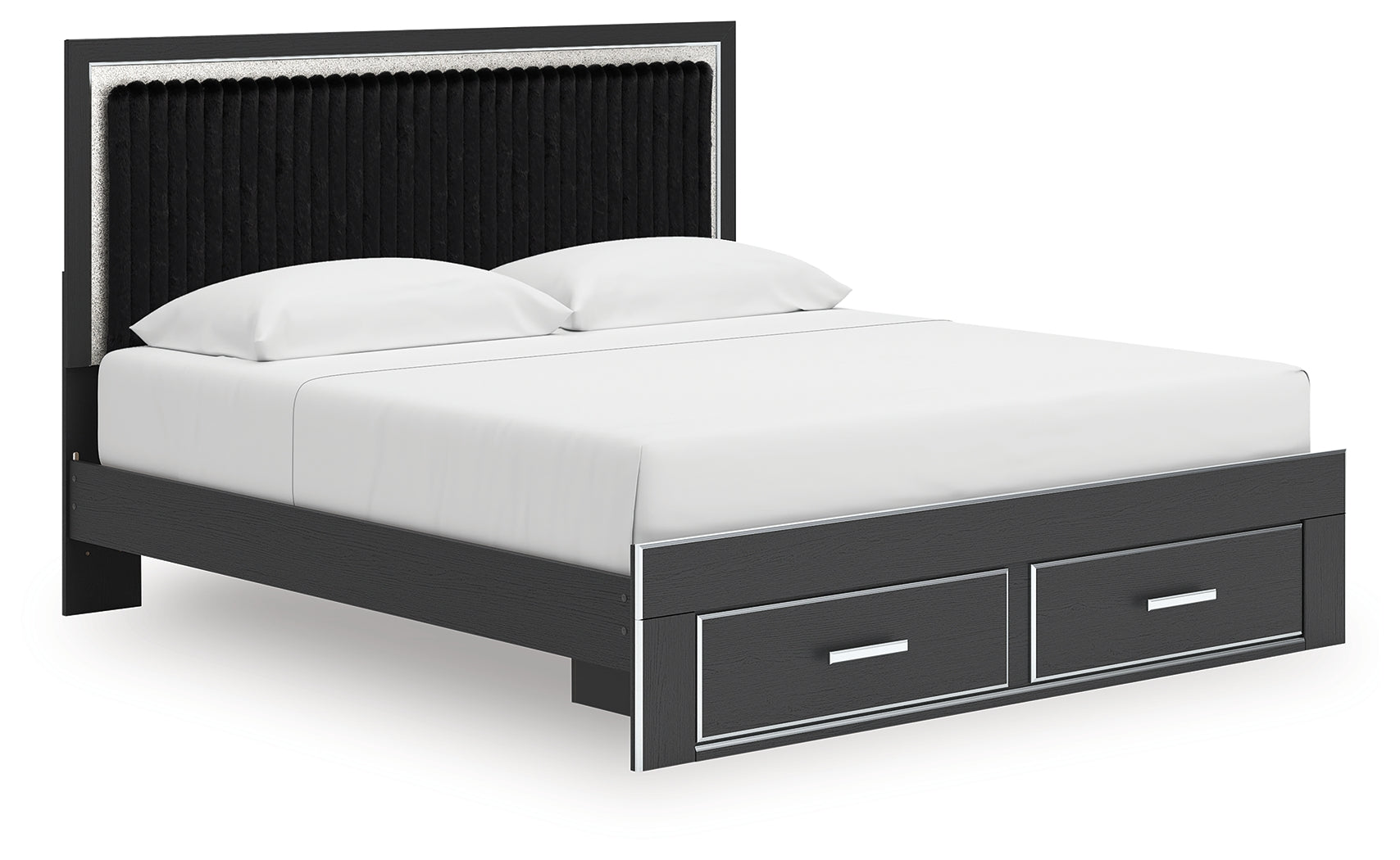 Zuraleus Black King Upholstered Panel Storage Bed