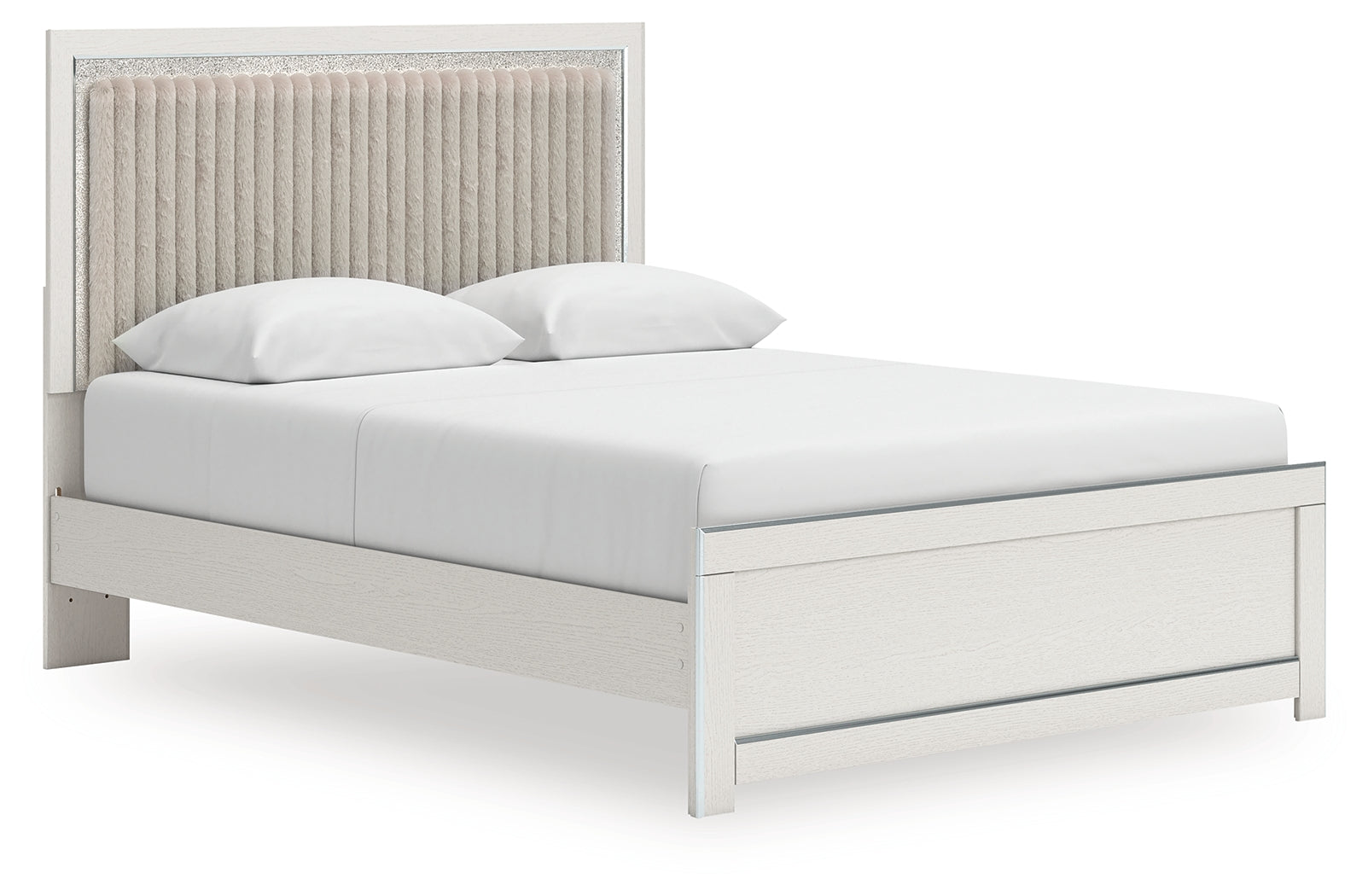 Zuraleus White Queen Upholstered Panel Platform Bed