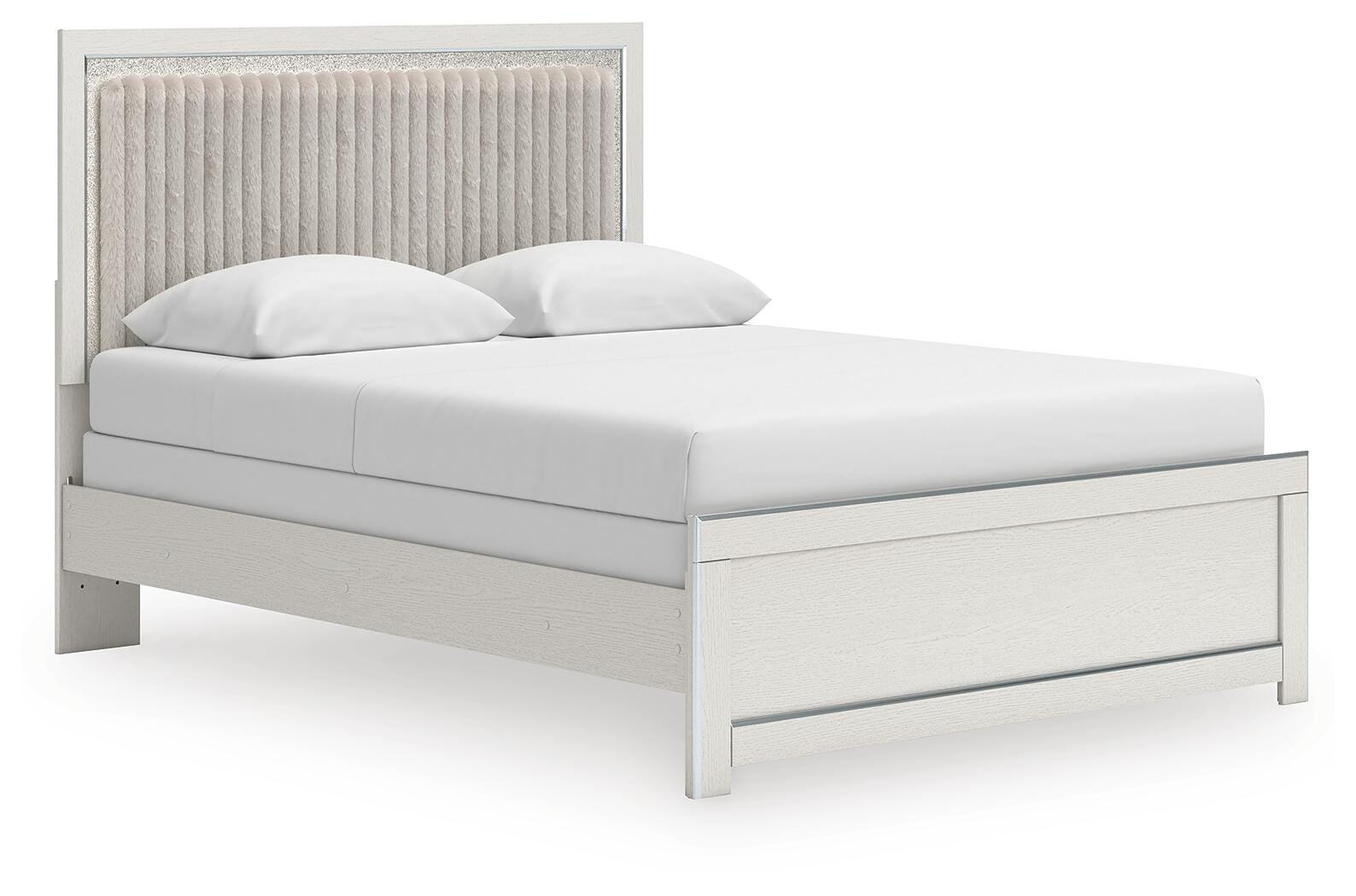 Zuraleus White Upholstered Panel Bedroom Set 2 angled view