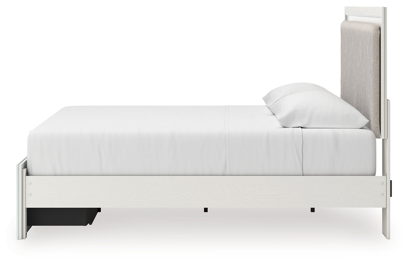 Zuraleus White King Upholstered Panel Storage Bed