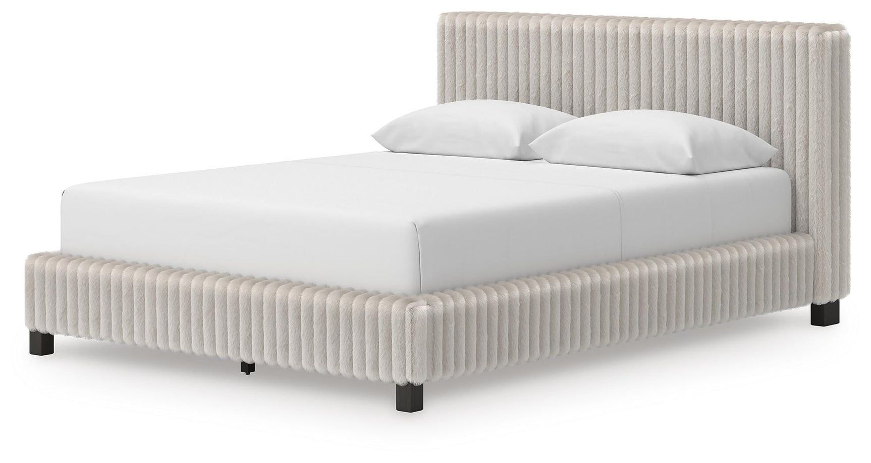Zuraleus White Upholstered Bedroom Set angled view