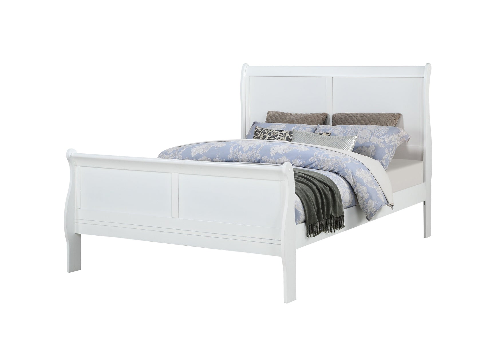 Louis Philip White Classic And Modern, Solid Hardwood Sleigh Bedroom Set - Ella Furniture
