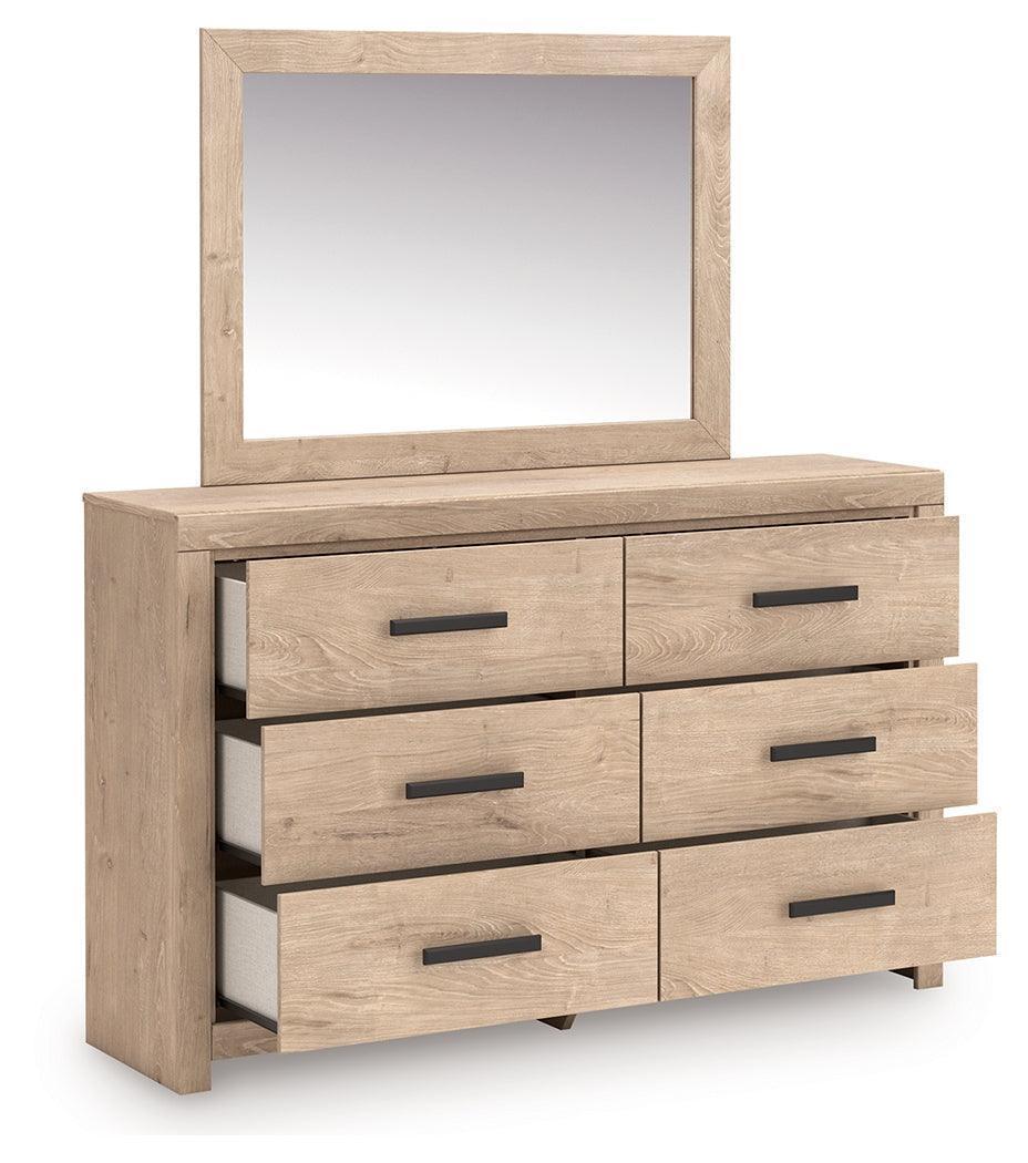 Sanginlane Tan Dresser and Mirror