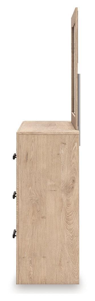 Sanginlane Tan Dresser and Mirror