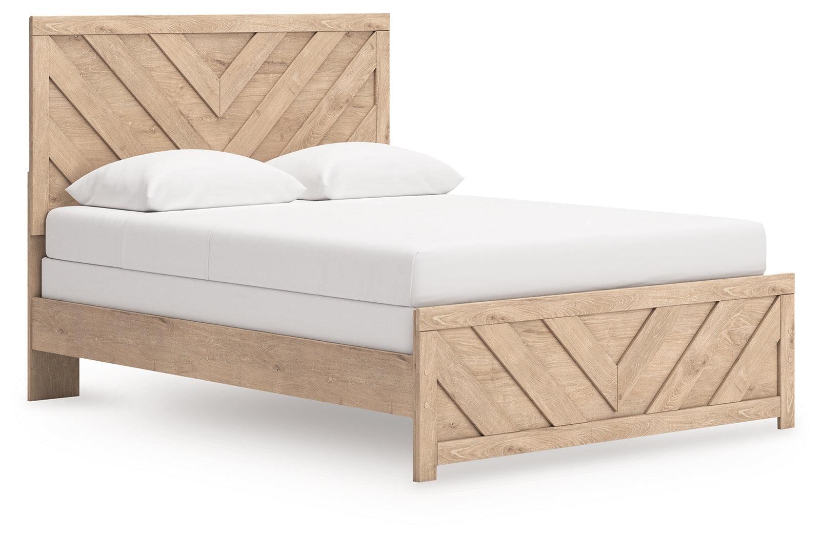 Sanginlane Tan Queen Panel Bed