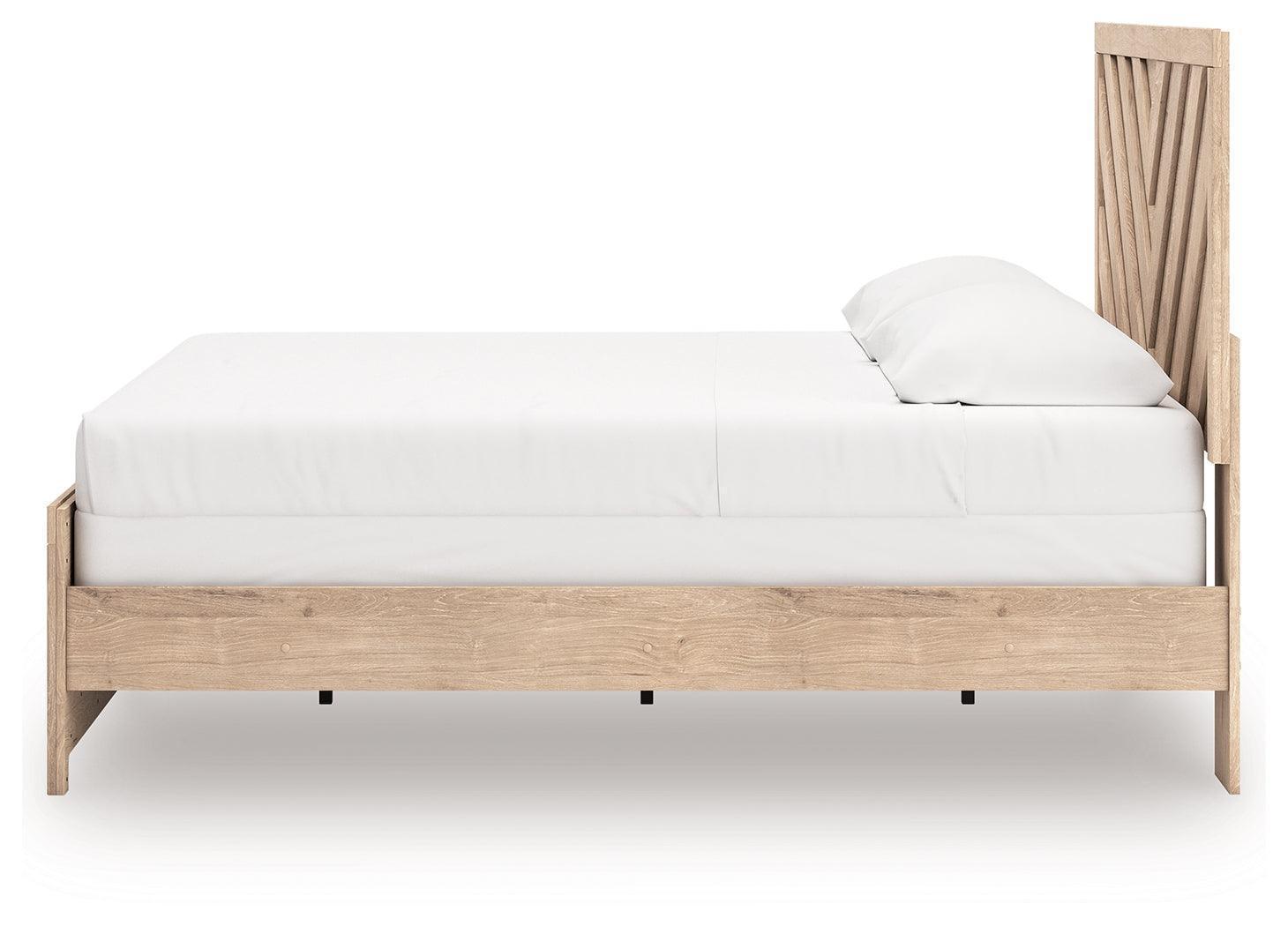 Sanginlane Tan King Panel Bed