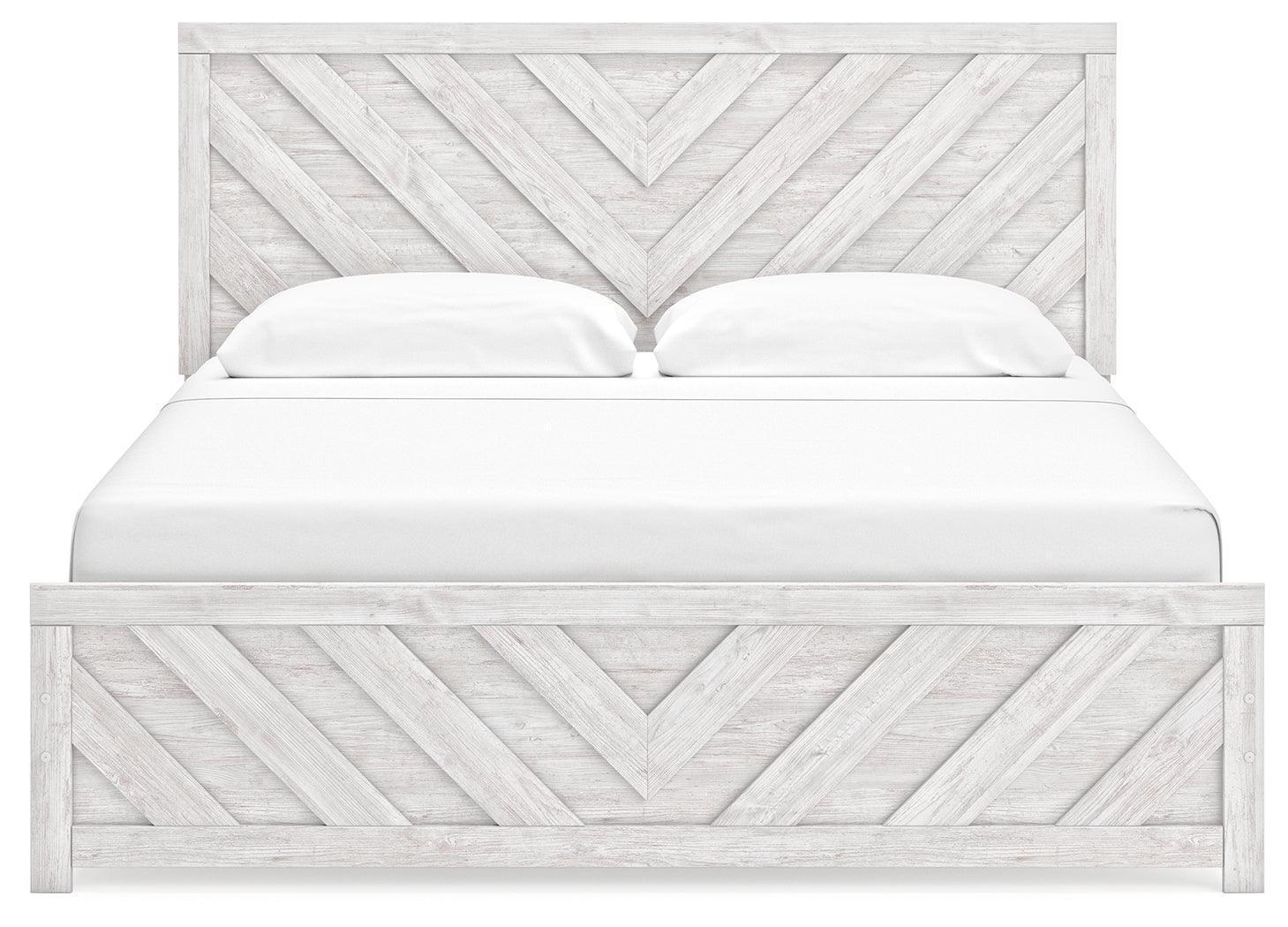 Cayboni Whitewash King Panel Bed