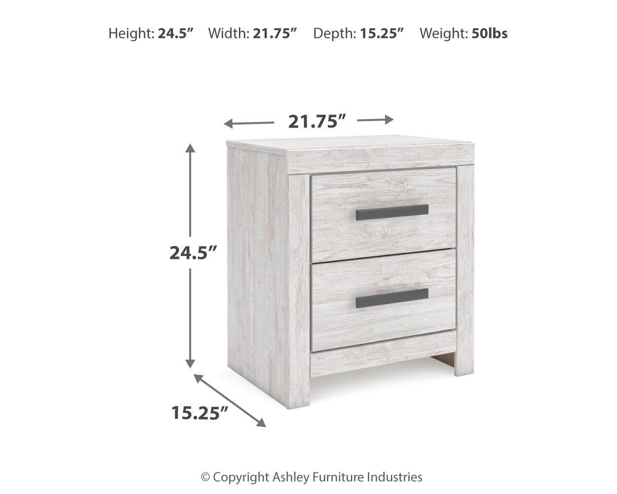 Cayboni Whitewash Panel Bedroom Set dimension view