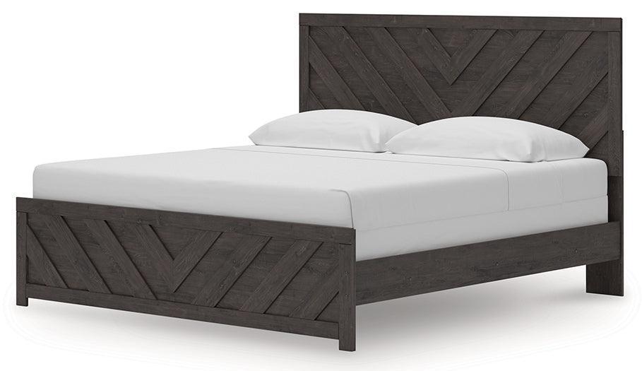 Prendonea Charcoal King Panel Bed
