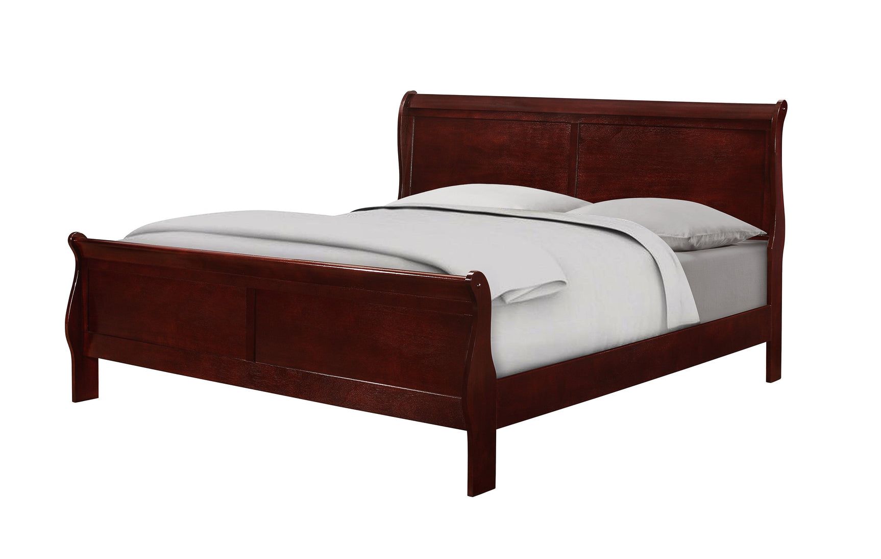 Louis Philip Cherry Classic And Modern Wood Queen Sleigh Bed - Ella Furniture
