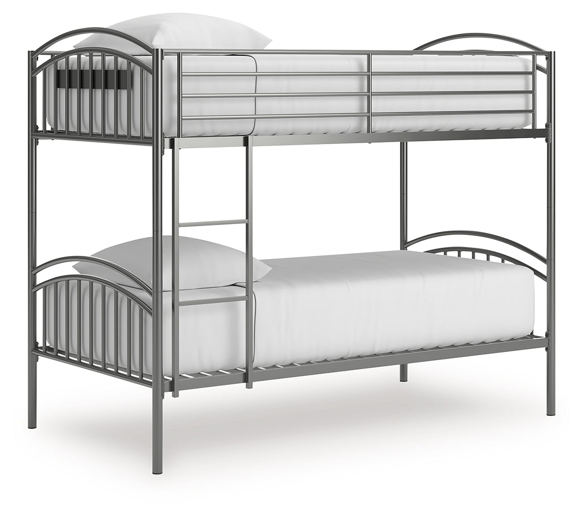 Lanceburg Gray Twin over Twin Bunk Bed with Ladder