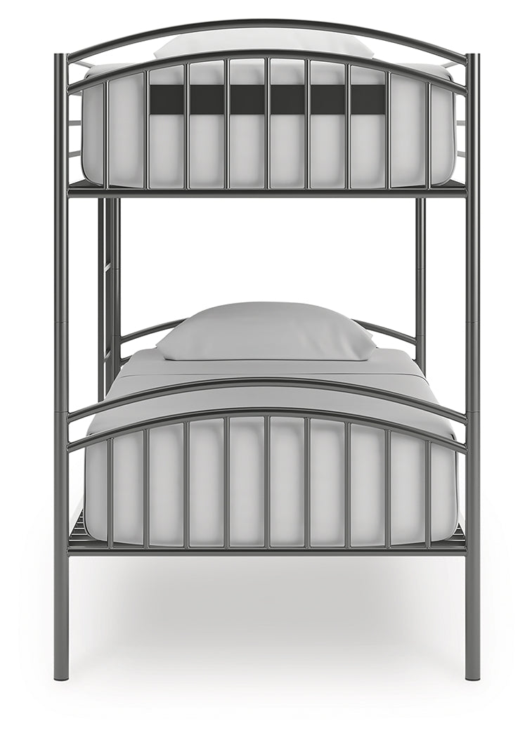 Lanceburg Gray Twin over Twin Bunk Bed with Ladder