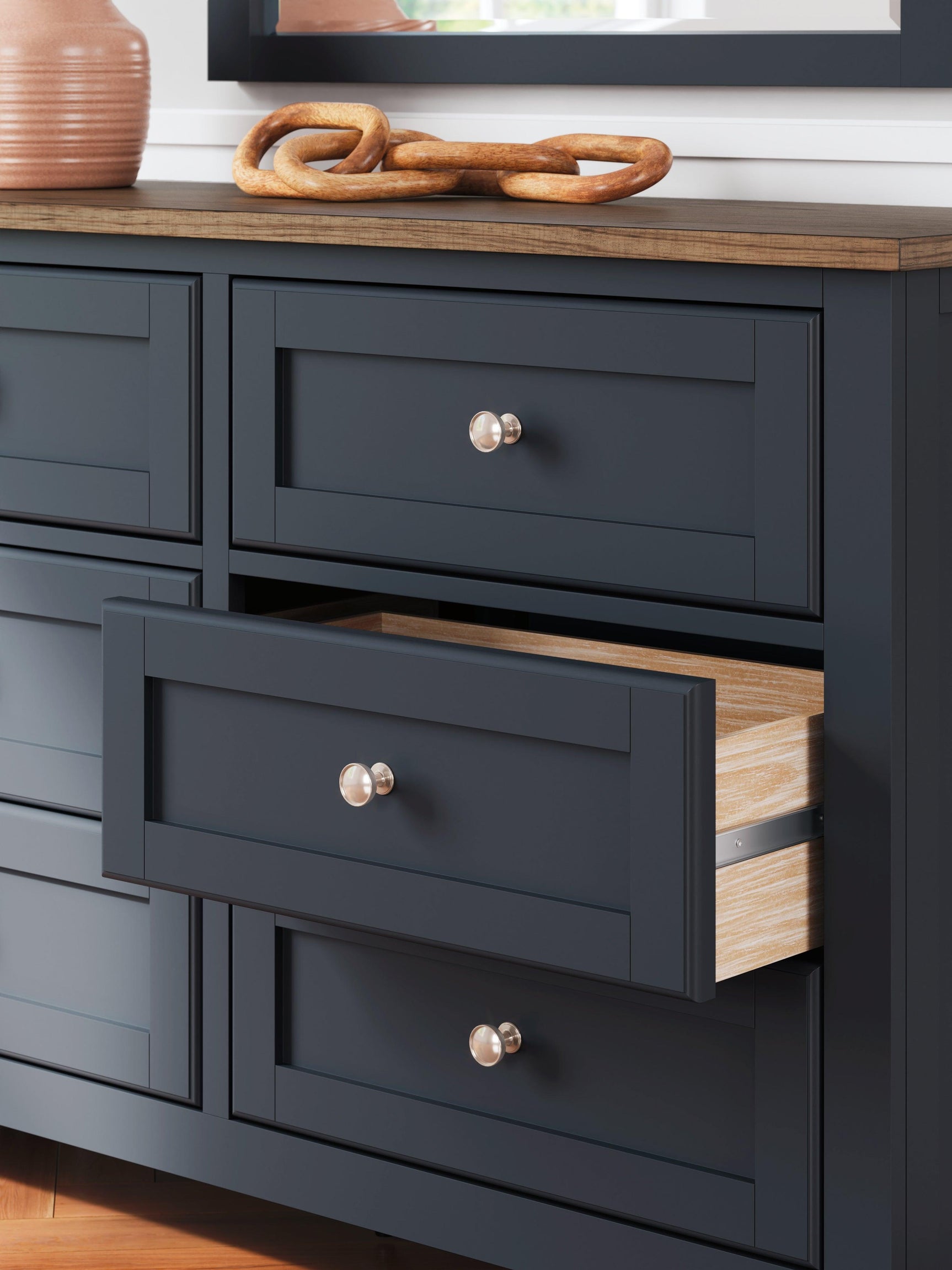 Landocken Brown/Blue Dresser and Mirror