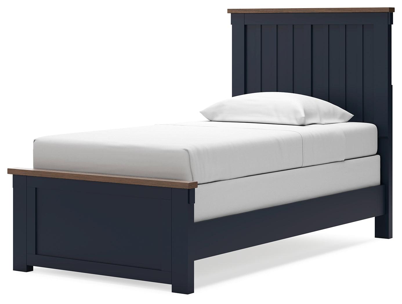 Landocken Brown/Blue Twin Panel Bed
