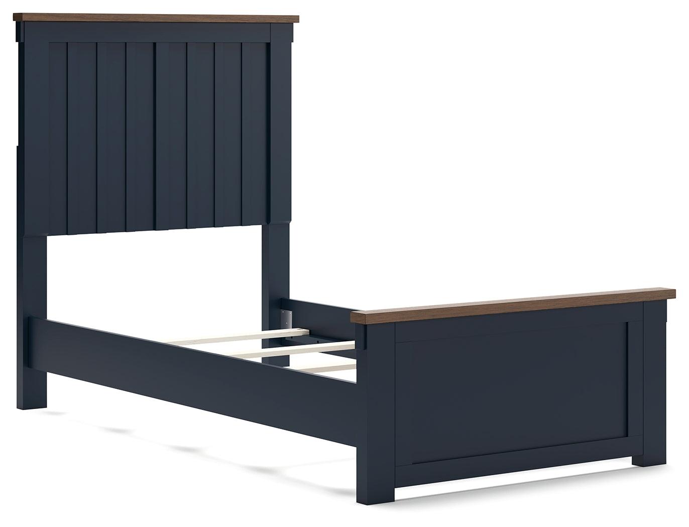 Landocken Brown/Blue Twin Panel Bed